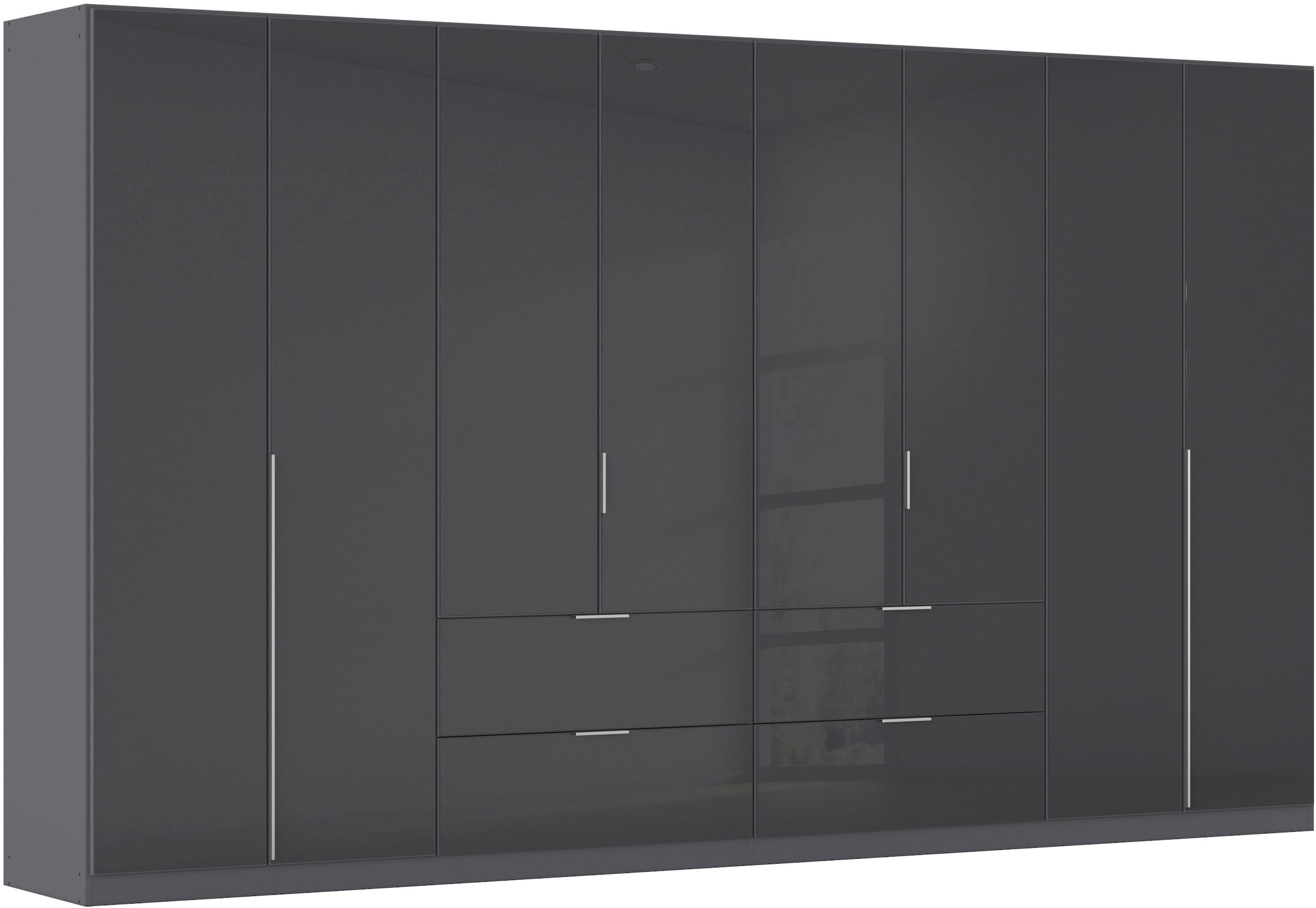 Drehtürenschrank OTTO HOME, B:360cm H:229cm T:54cmgraumetallic, glas basalt, Holzwerkstoff, Schränke, "Kleiderschrank Kleiderschränke Schrank