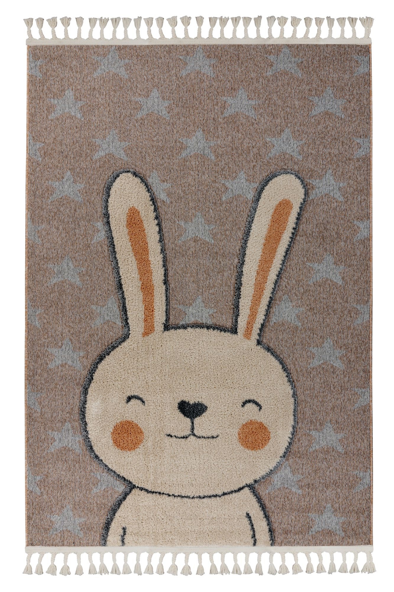 Kinderteppich KAYOOM, B:160cm H:11mm L:230cmbeige, Polypropylen, Teppiche, "Modena 415", auch in rund, Kurzflor, Hoch Tief, mit Fransen