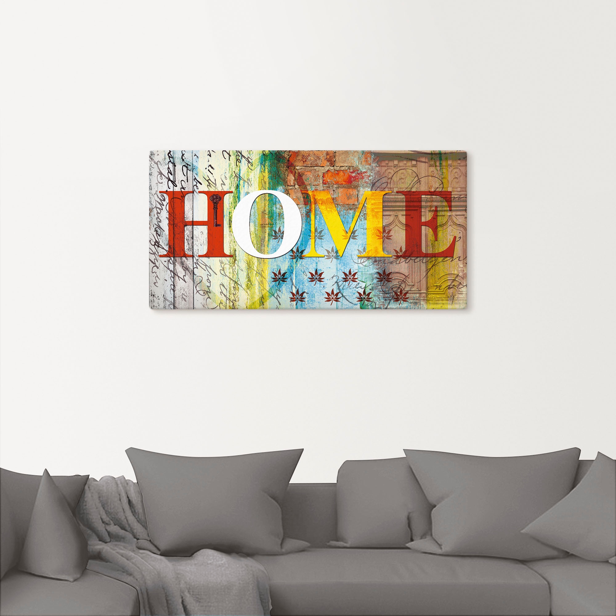 Artland Wandbild »Buntes Zuhause«, Sprüche & Texte, (1 St.), als Leinwandbild, Poster in verschied. Größen