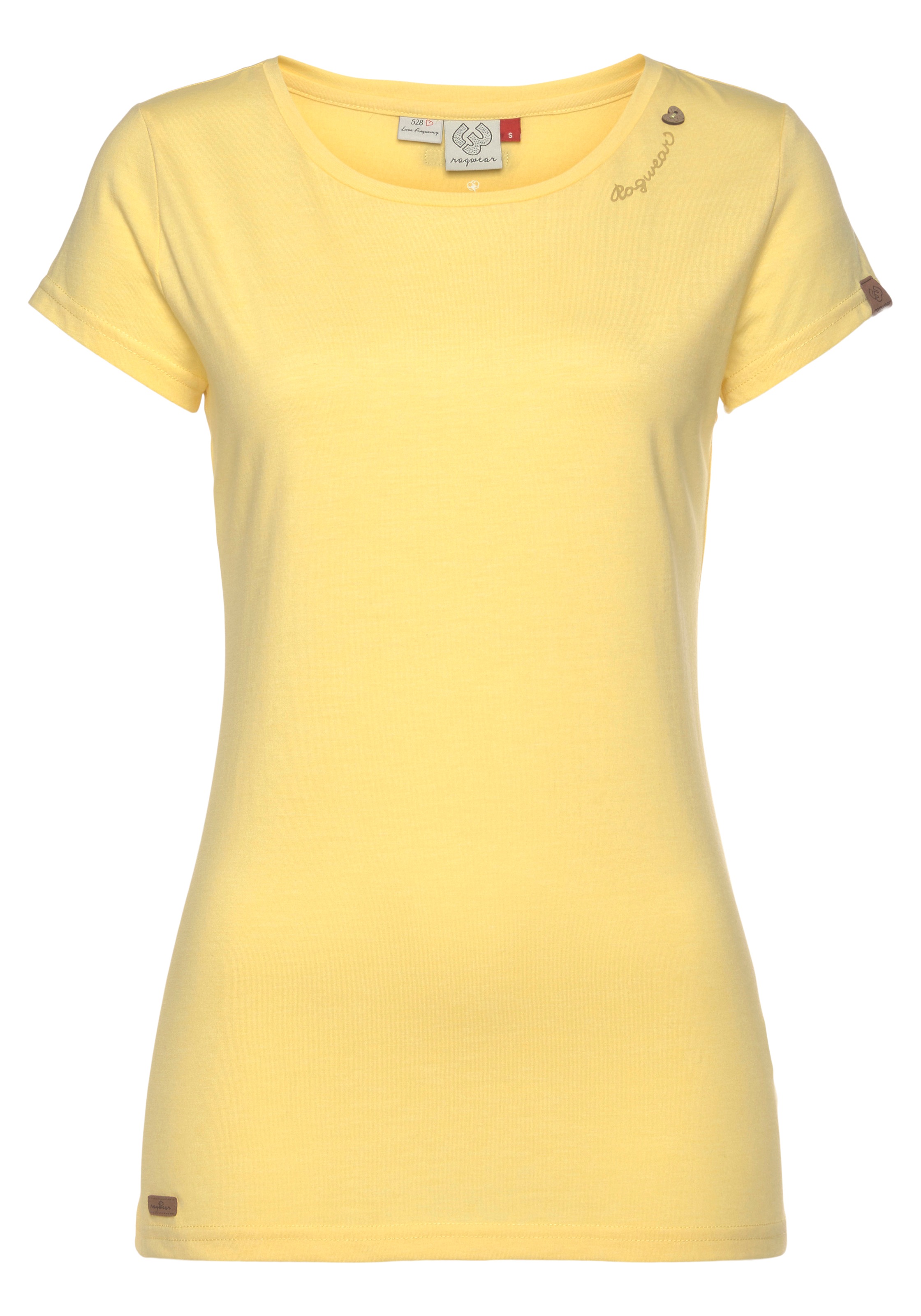 Ragwear T-Shirt »MINT O«, mit Logoschriftzug und Zierknopf-Applikation in natürlicher Holzoptik