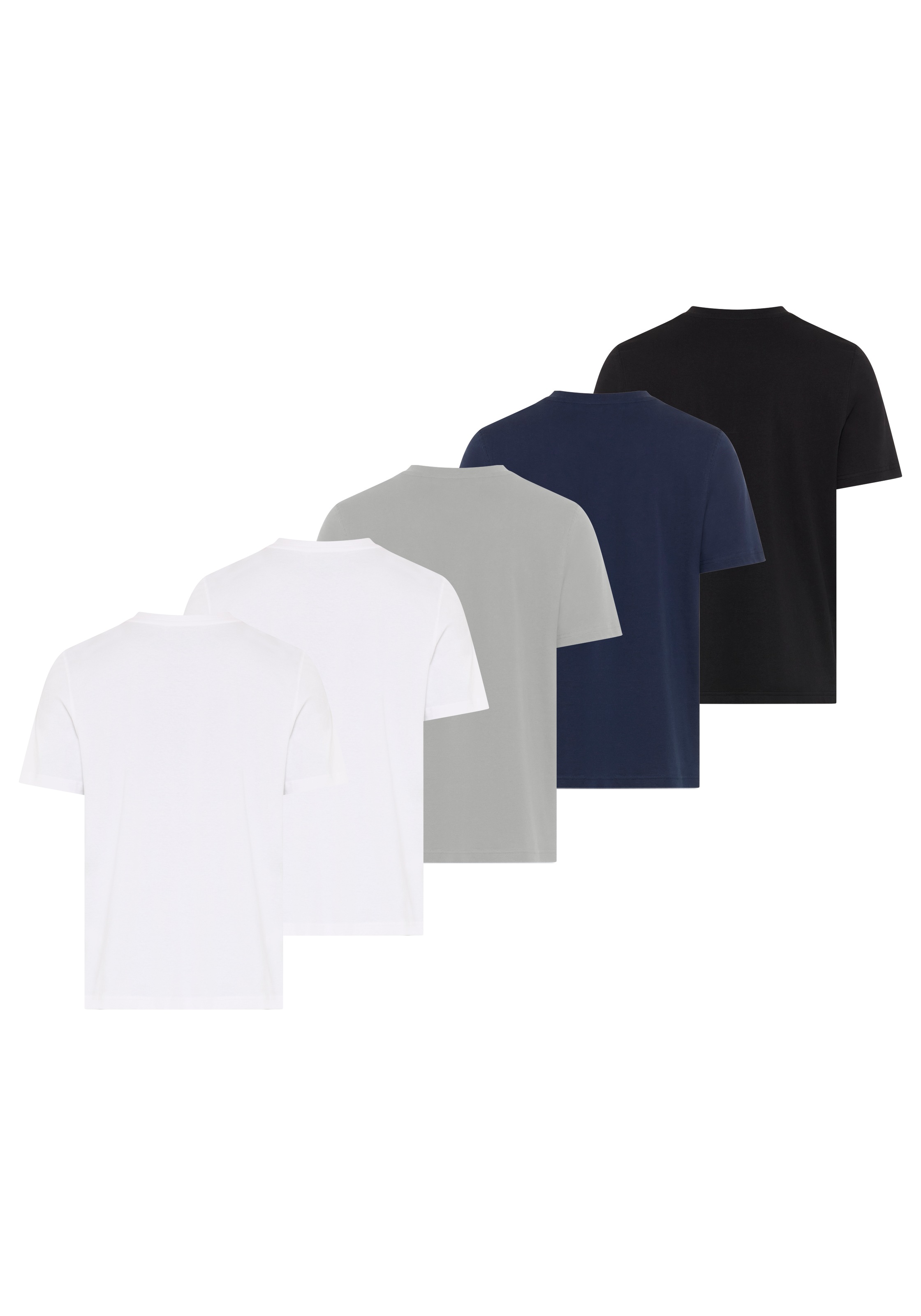 Rundhalsshirt MAN'S WORLD, Herren, Gr. 5XL (72/74), weiß, blau, grau melange, Single Jersey, Obermaterial: 100% Baumwolle, unifarben, Basic, regular fit, Rundhals, Shirts Rundhalsshirt, Kurzarm, Regular Fit, unifarben, Rundhals, aus Baumwolle