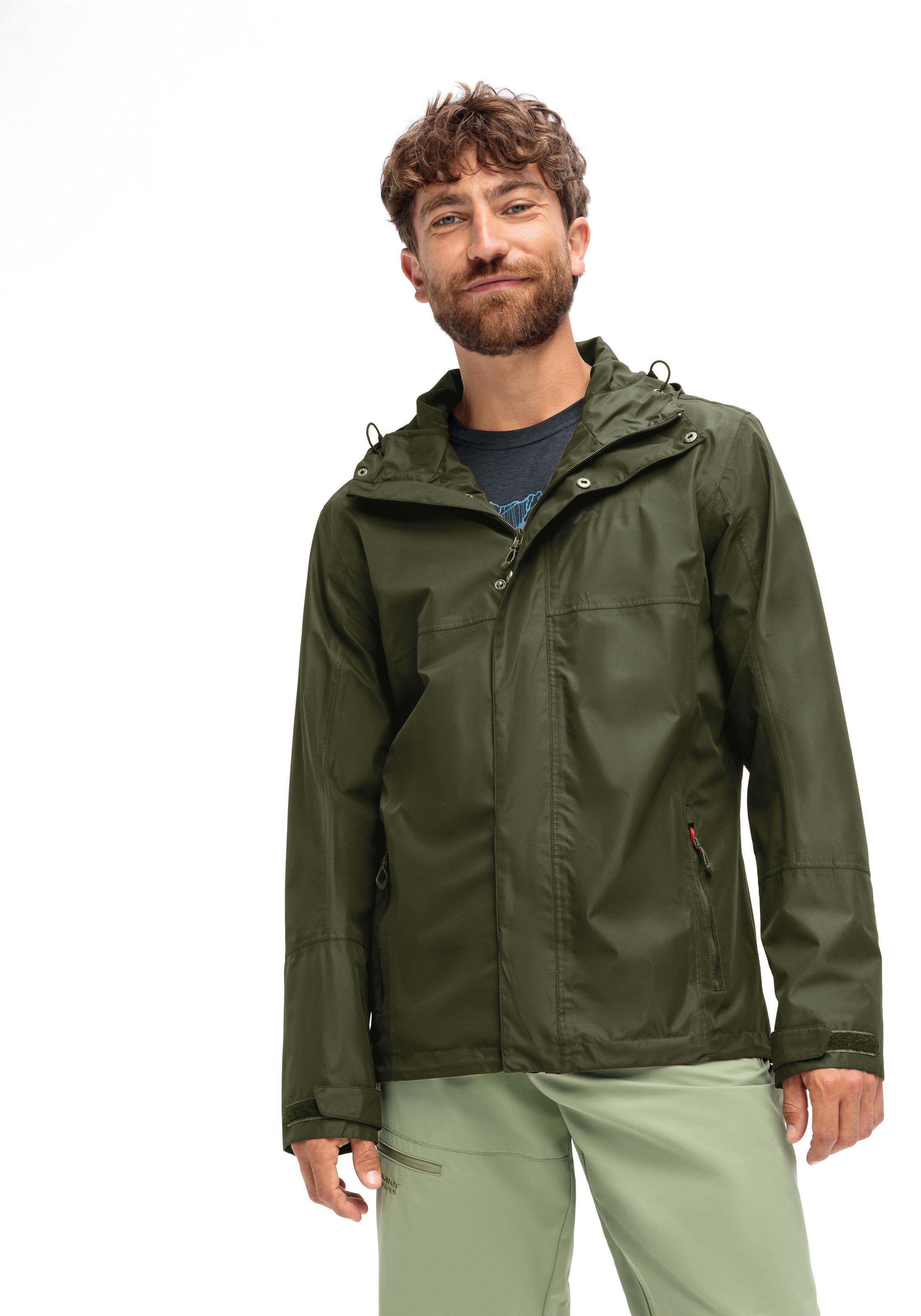 Regenjacke MAIER SPORTS "Abbenstein M", Herren, Gr. 46, grün (moosgrün), 100% Polyester, Jacken Regenjacke, Herren Jacke wasserdicht, moderner Windbreaker, Outdoorjacke, Reg. Fit 3