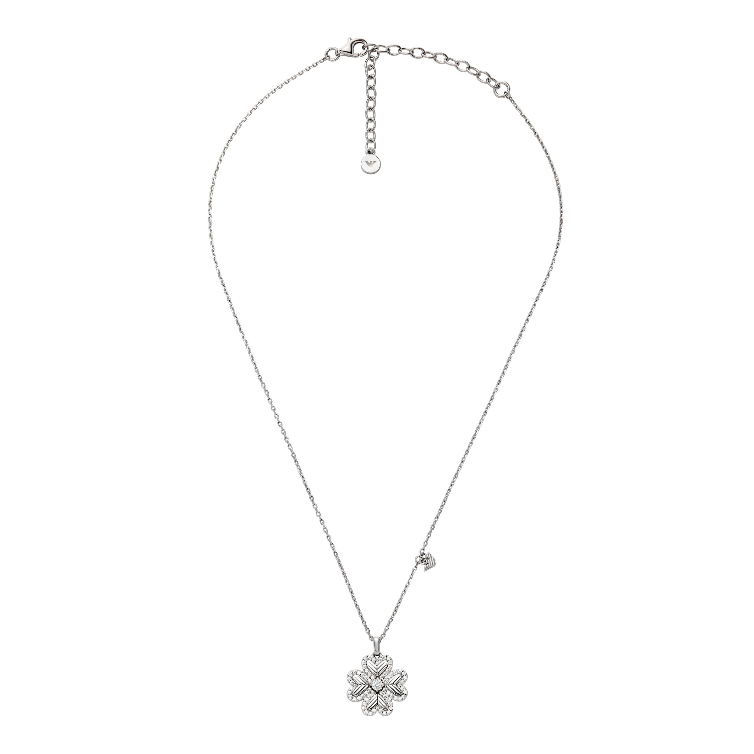 Emporio Armani Kette mit Anhänger »Schmuck Geschenk Silber 925 Kleeblatt, EG3607040«, mit Zirkonia (synth.)