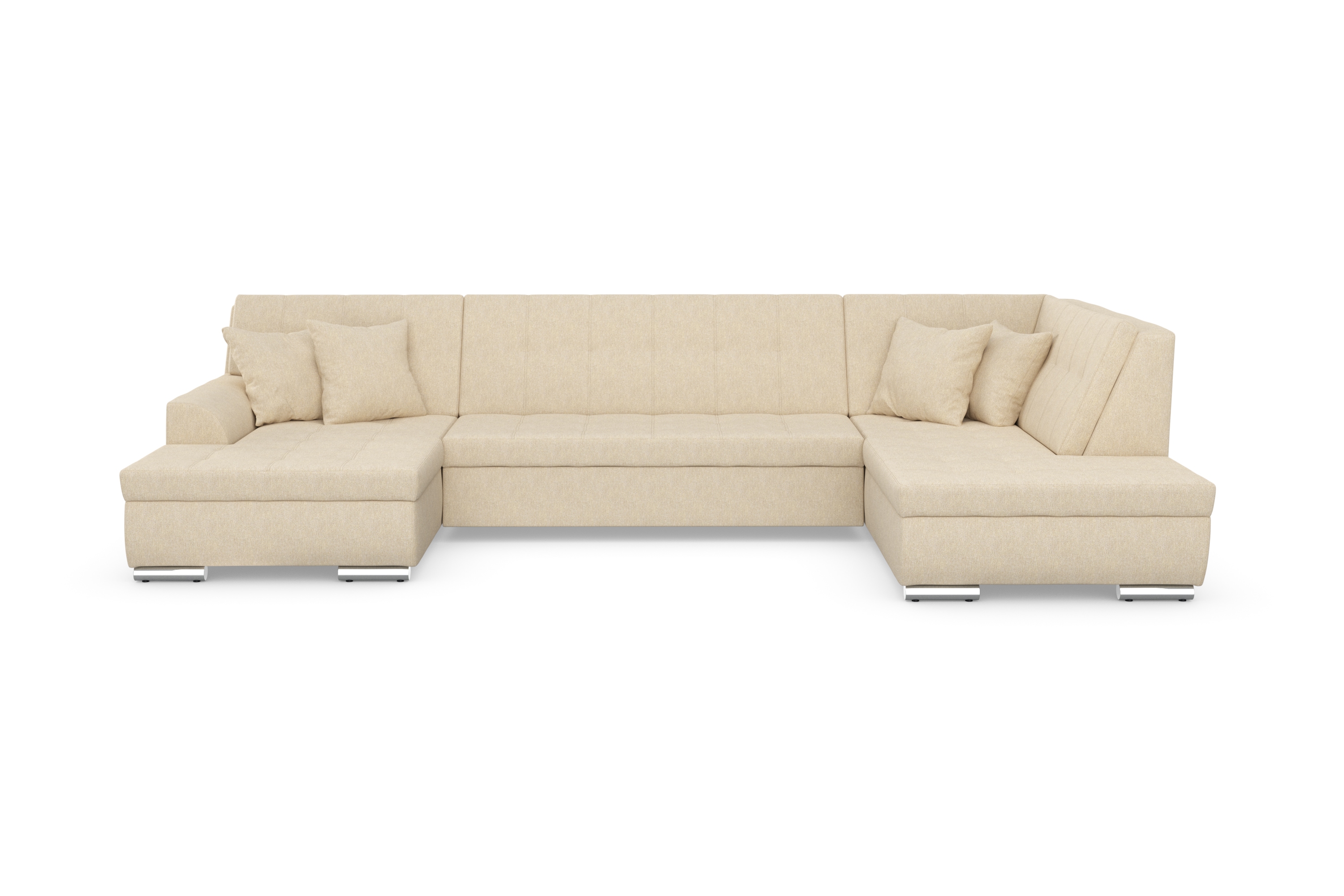 DOMO collection Wohnlandschaft "TREVISO inkl. Zierkissen, moderne Steppung, XXL: 364x201x83 cm" wahlweise mit Bettfunktion, in vielen Bezugsarten auch in Cord U-Form