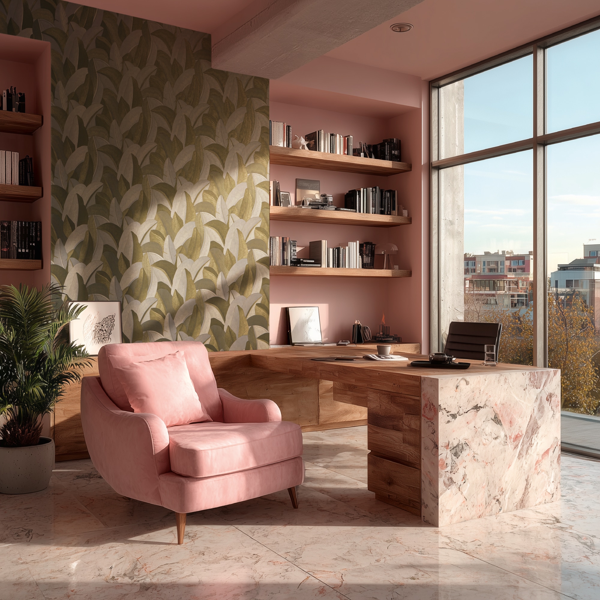 living walls Vliestapete »Vibes & Styles Isabelle – Golden Canopy Vliestapete« glänzend leicht strukturiert Großflächiges Blattdesign mit feiner Struktur und Glanzeffekt