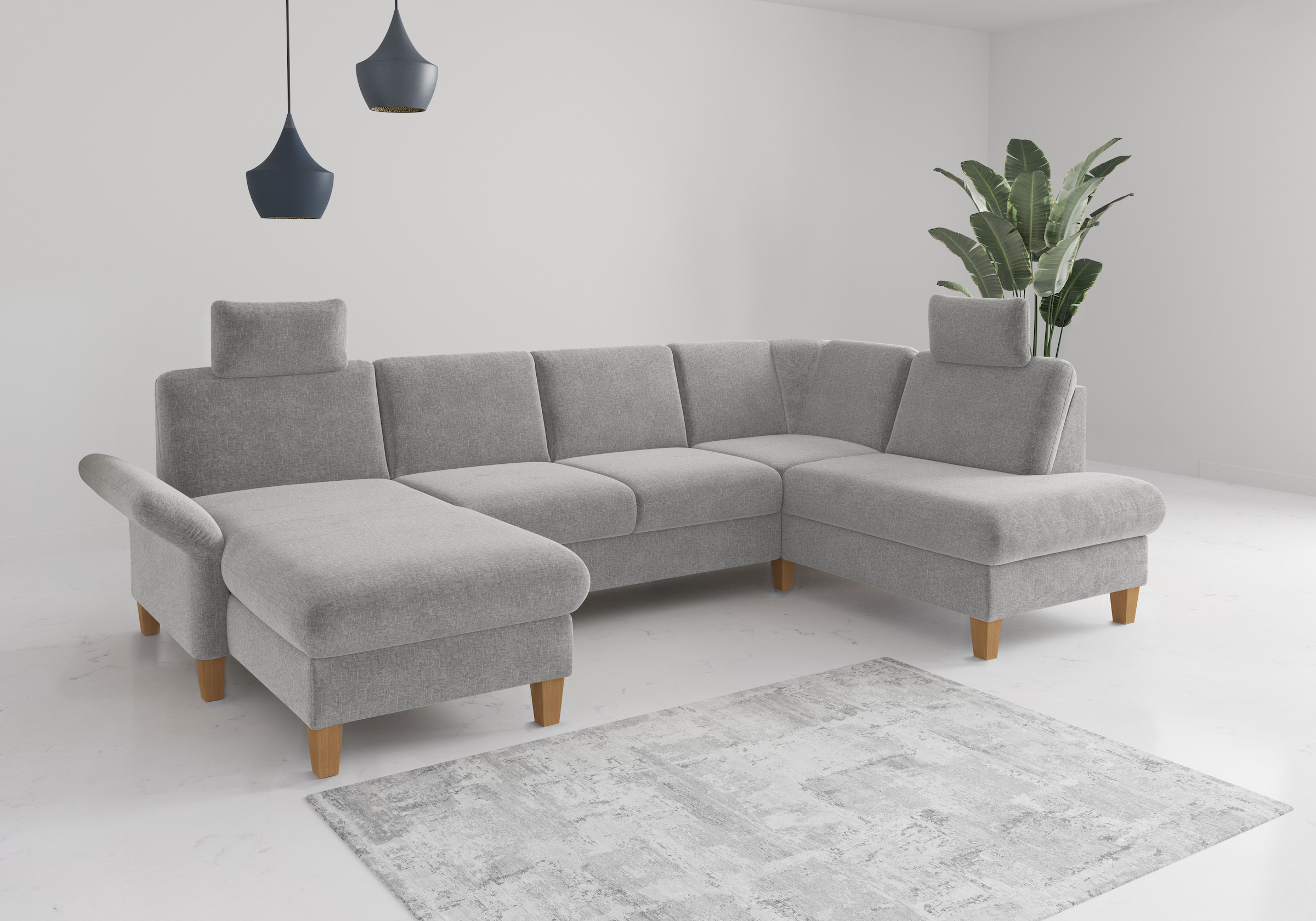 OTTO home Wohnlandschaft "Rochelle, U-Form" optional mit Armteilverstellung, mit Schlaffunktion & Bettkasten