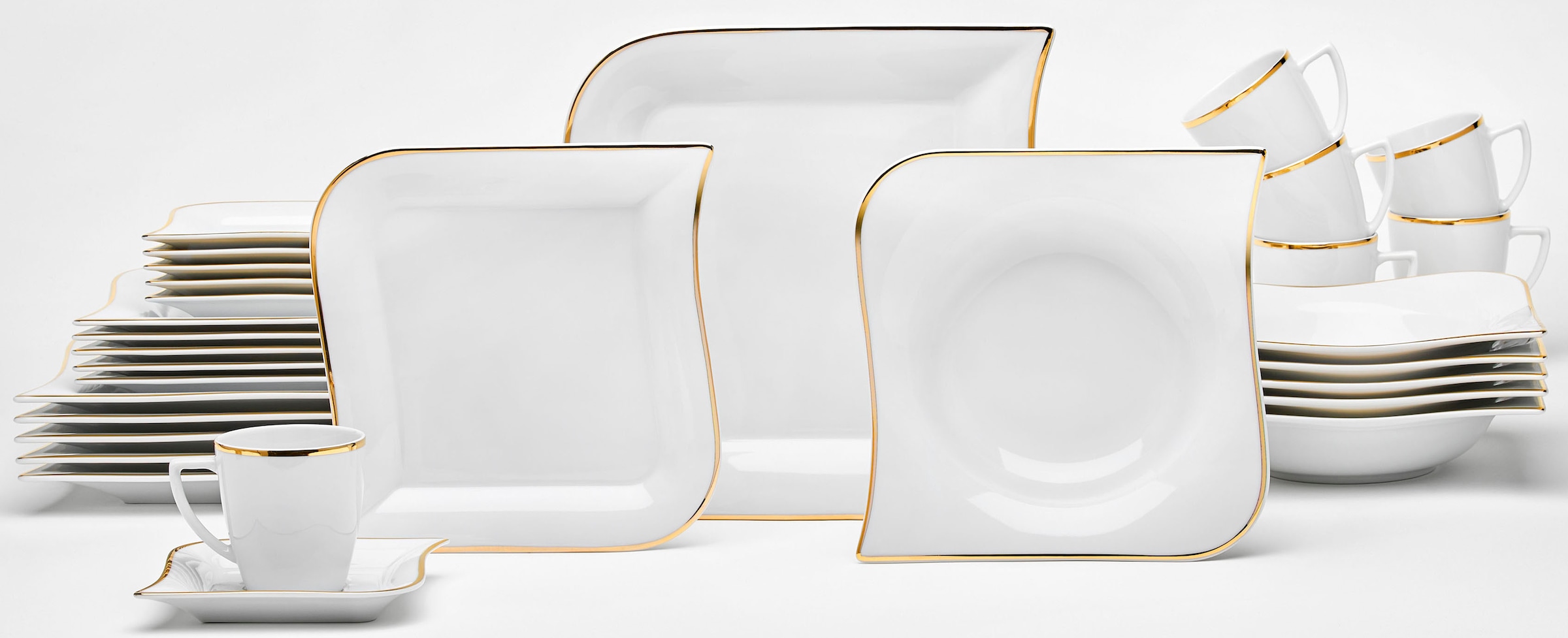 van Well Kombiservice "Geschirr-Set, Service Goldline" geschwungene Form, g günstig online kaufen