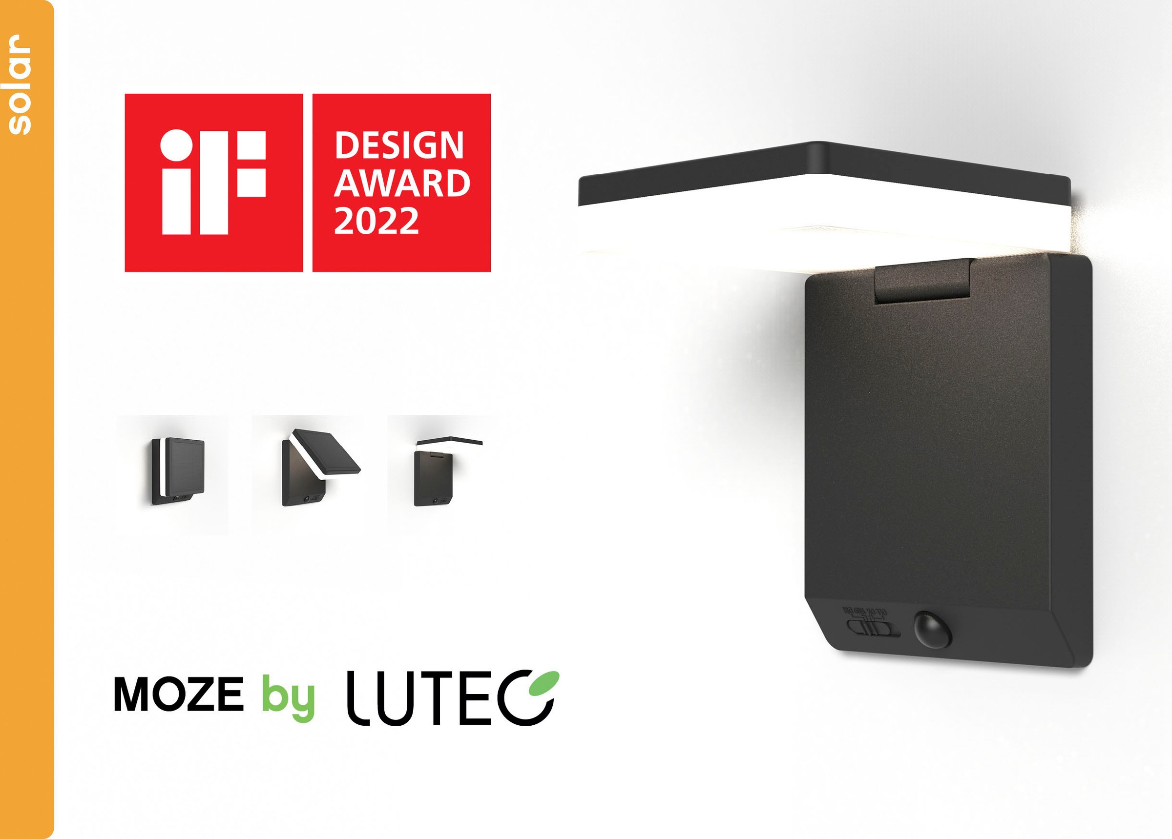 LUTEC LED Solarleuchte »MOZE«, Leuchtmittel LED-Modul | LED fest integriert, IF DESIGN AWARD WINNER 2022