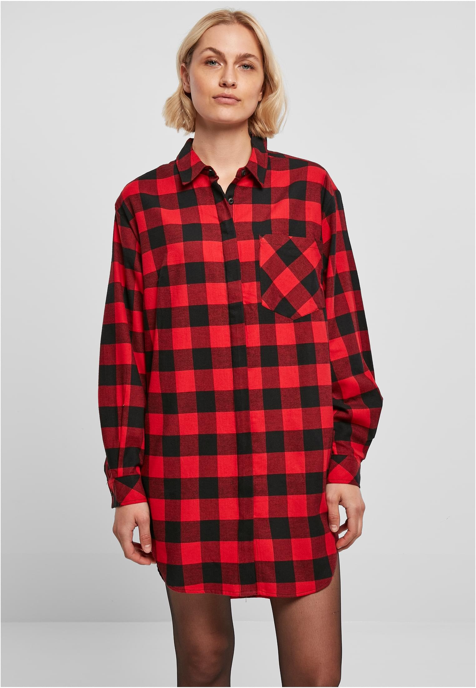 URBAN CLASSICS Jerseykleid BAUR tlg.) »Damen (1 Flannel Ladies Check Oversized bestellen online Shirt | Dress«