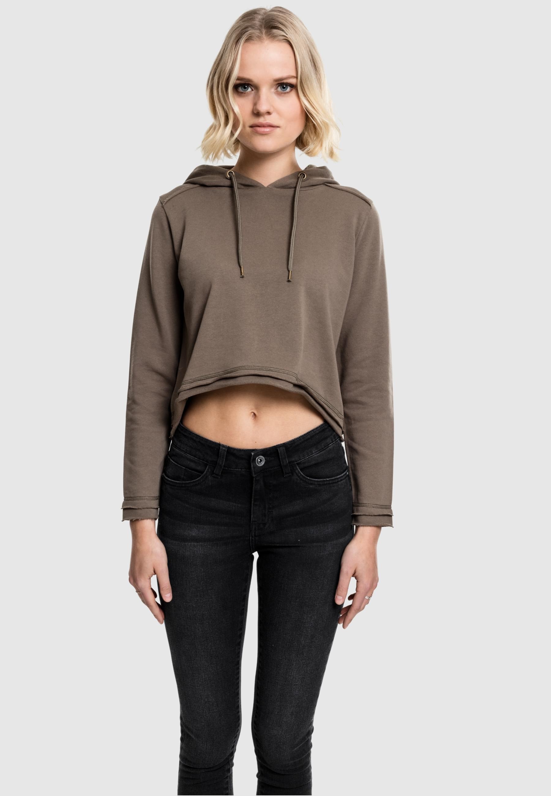 URBAN CLASSICS Rundhalspullover »Urban Classics Damen Ladies Cropped Terry Hoody«, (1 tlg.)