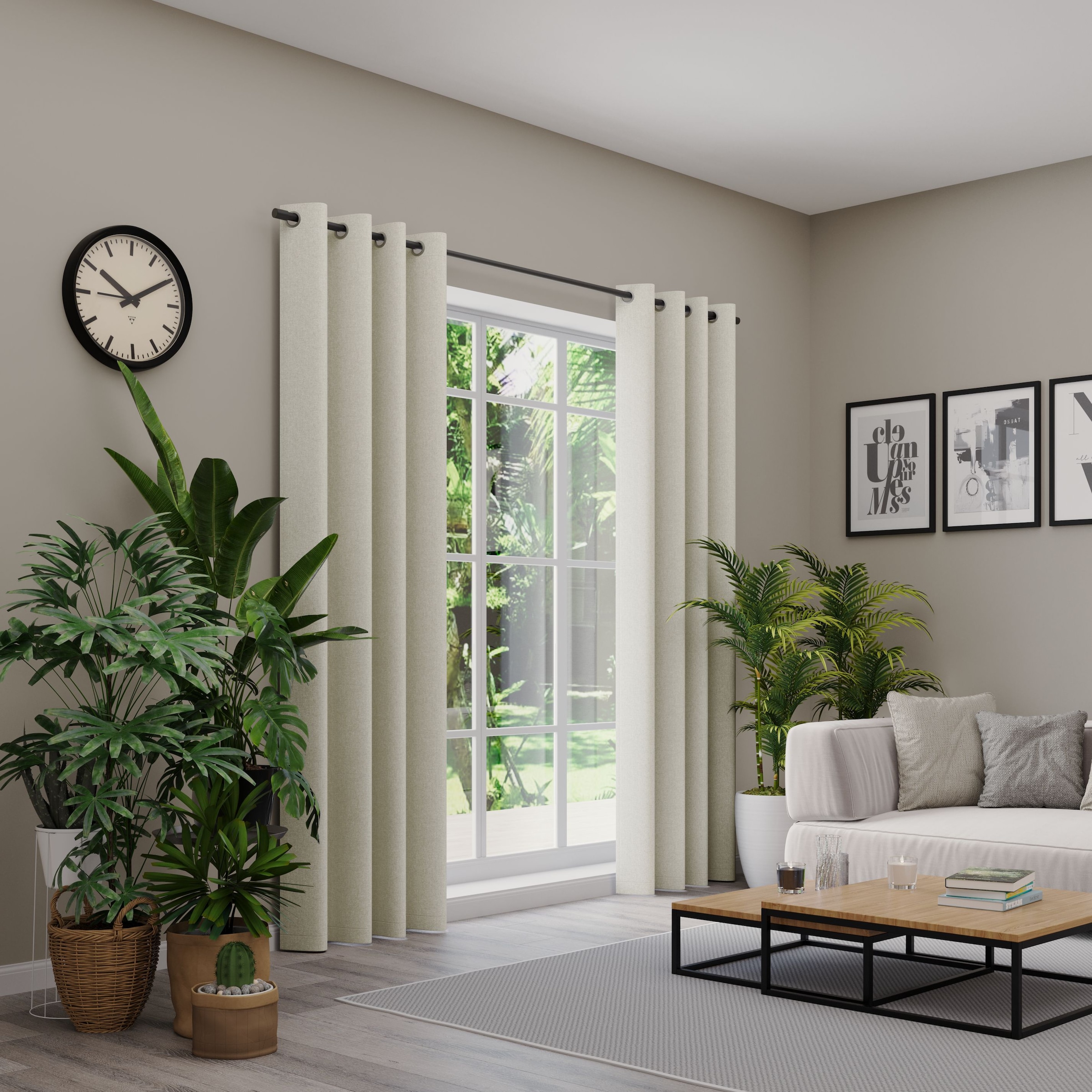 Vorhang nach Maß NEUTEX FOR YOU, B:137cm H:295cm, beige, Jacquard, Obermaterial: 100% Polyester, Gardinen nach Maß, "ARUBA", Uni Dimout, hochwertige