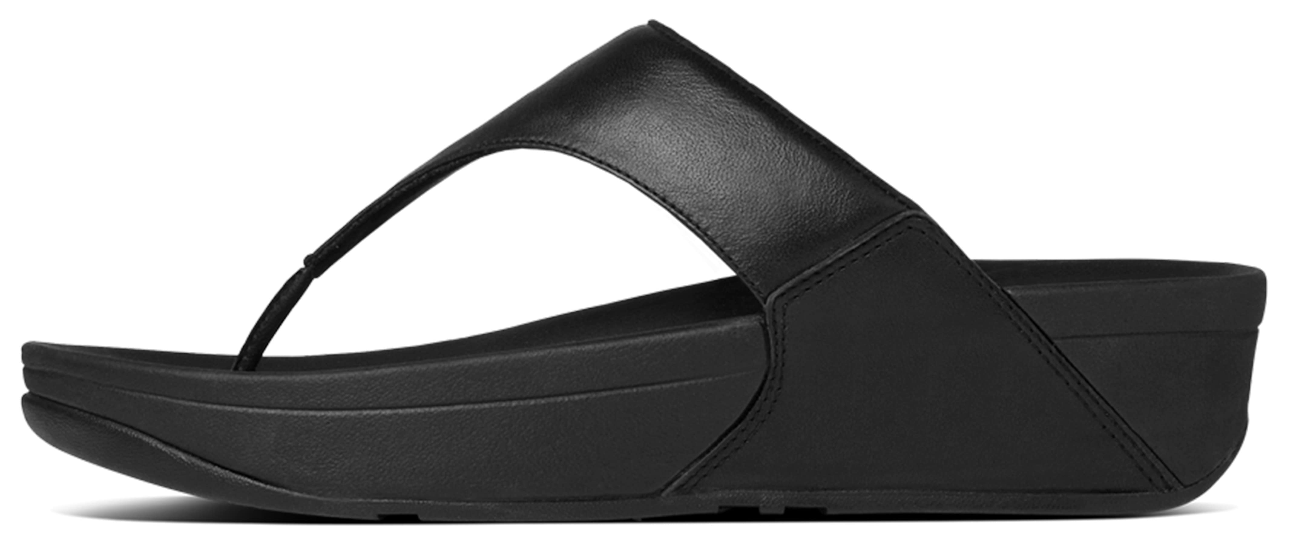 Fitflop Dianette "LULU LEATHER TOEPOST" Zehentrenner, Pool Slides, Pantolette, Badeschuh mit Keilabsatz