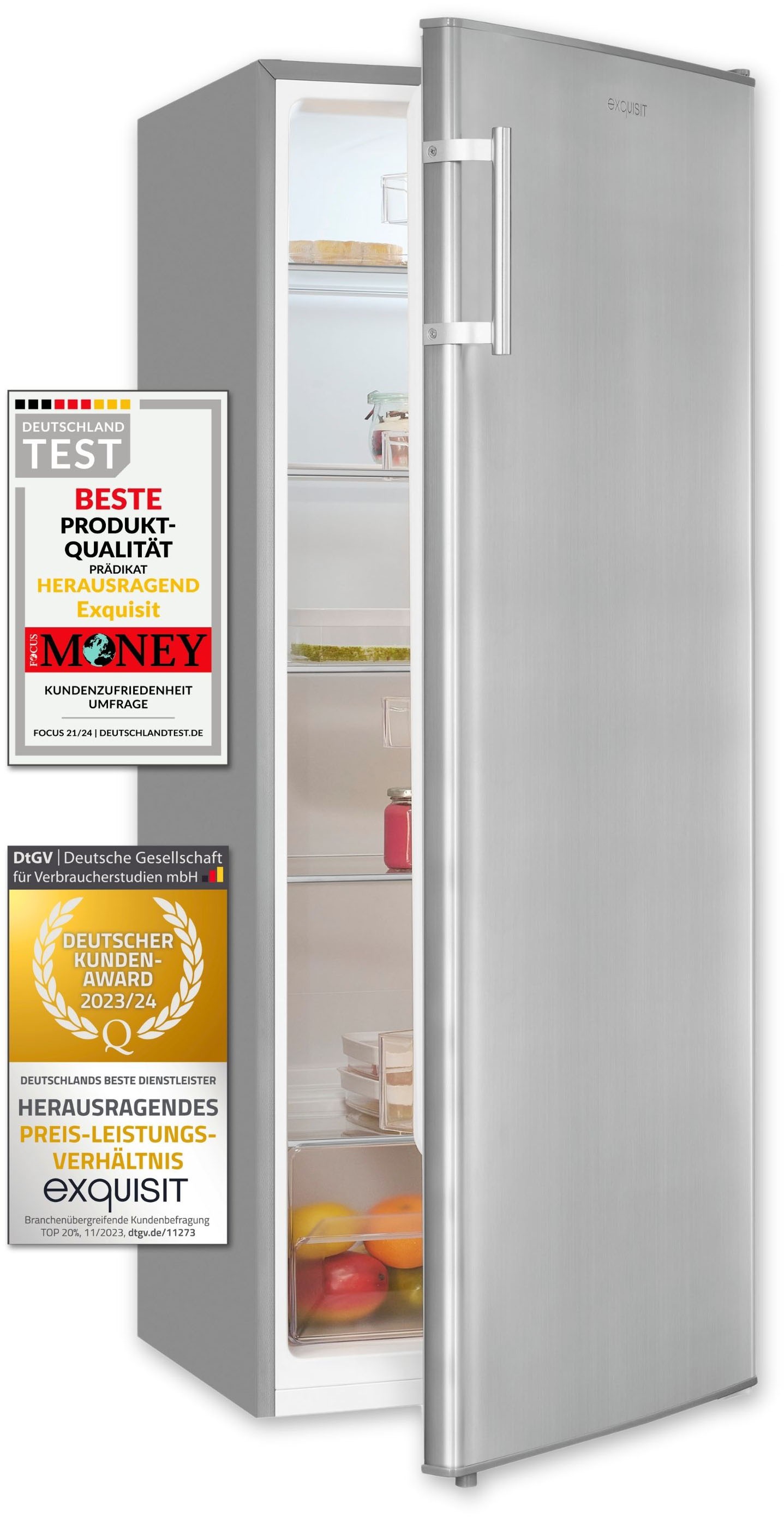 exquisit Vollraumkühlschrank »KS320-V-H-040D inoxlook«