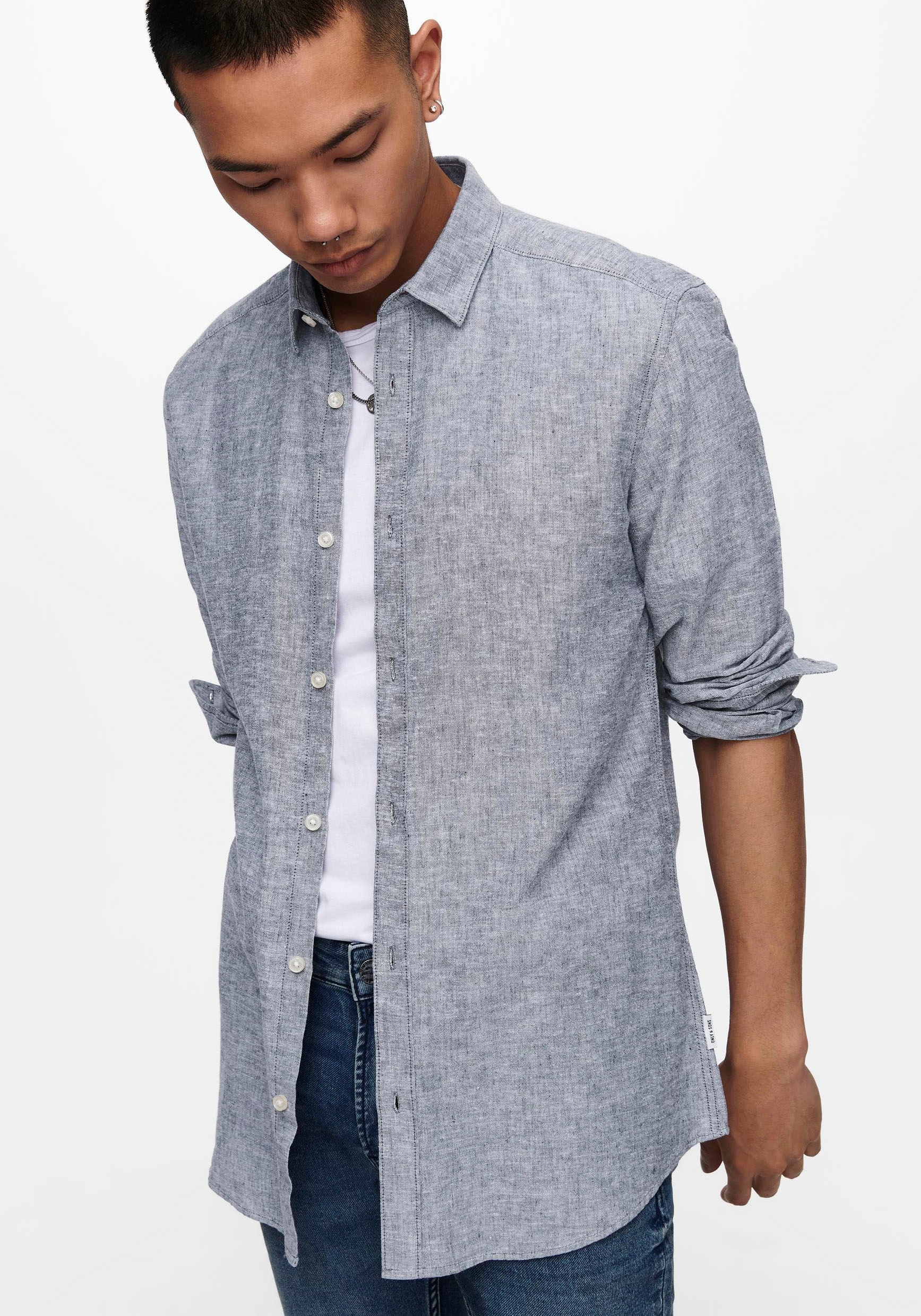 ONLY & SONS Langarmhemd »ONSCAIDEN LS SOLID LINEN SHIRT NOOS«