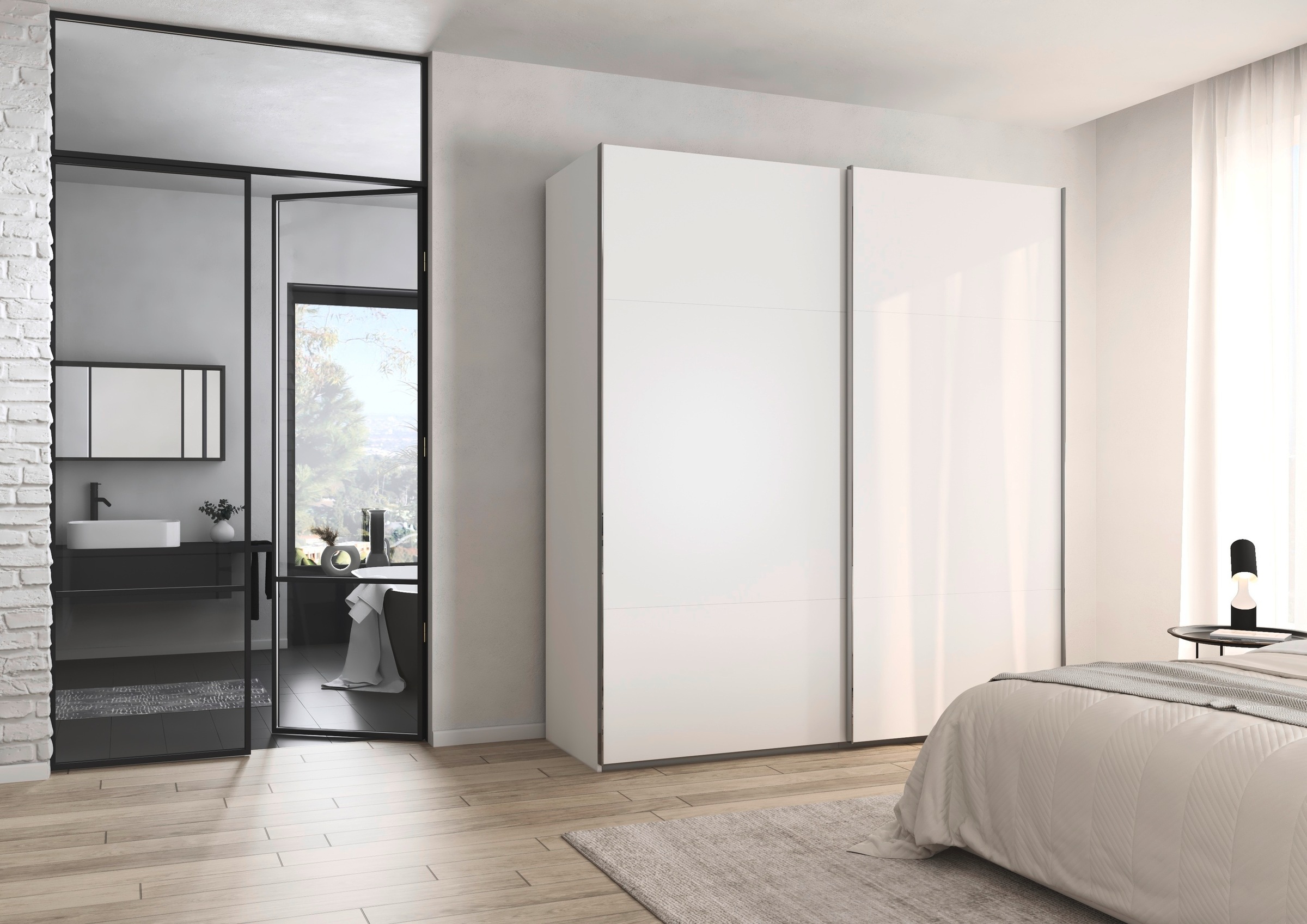 rauch Schwebetürenschrank »Kleiderschrank Schrank Garderobe Schlafzimmerschrank CONTIDO«, (in 3 verschiedenen Ausstattungen BASIC/CLASSIC/PREMIUM), aus hochwertigem Material in 6 Breiten 2 Griff-Farben MADE IN GERMANY