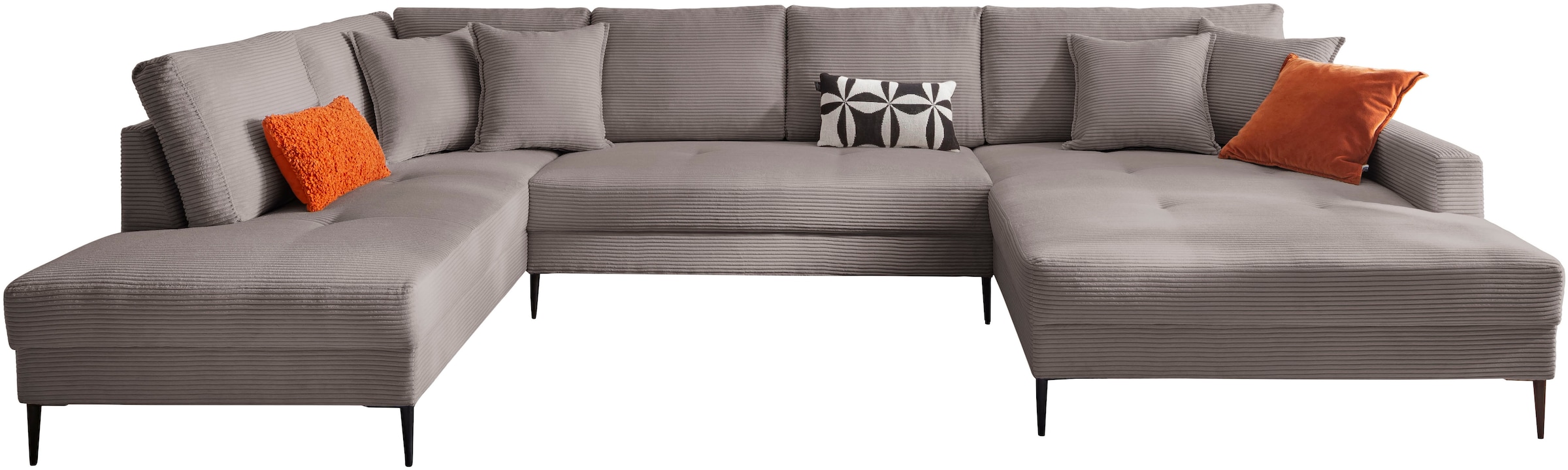Trends by HG Wohnlandschaft »Summer U-Form«, in Cord-Stoff mit Metallfuß