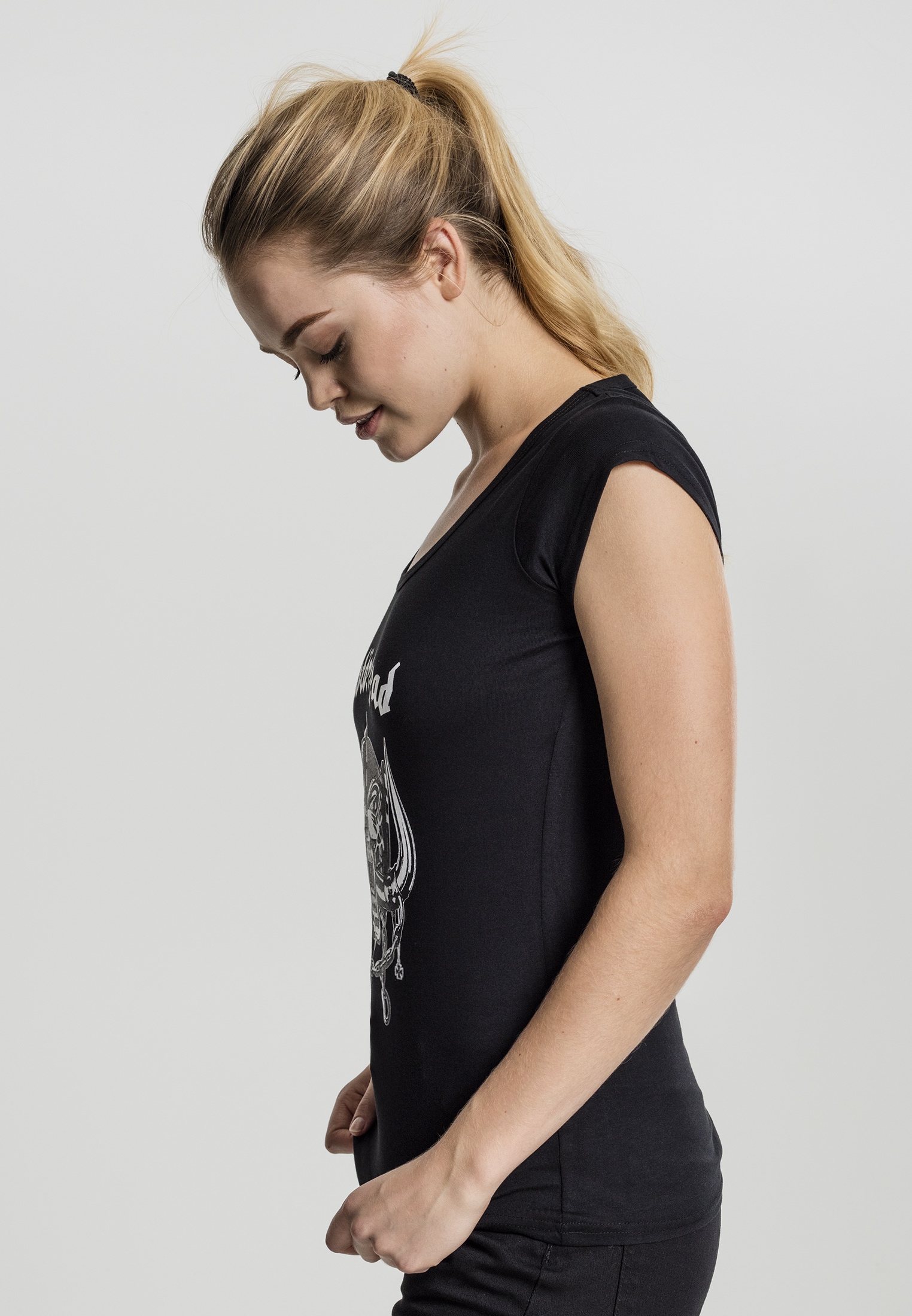 Merchcode T-Shirt »Merchcode Damen Ladies Motörhead Logo Cutted Back Tee«, (1 tlg.)