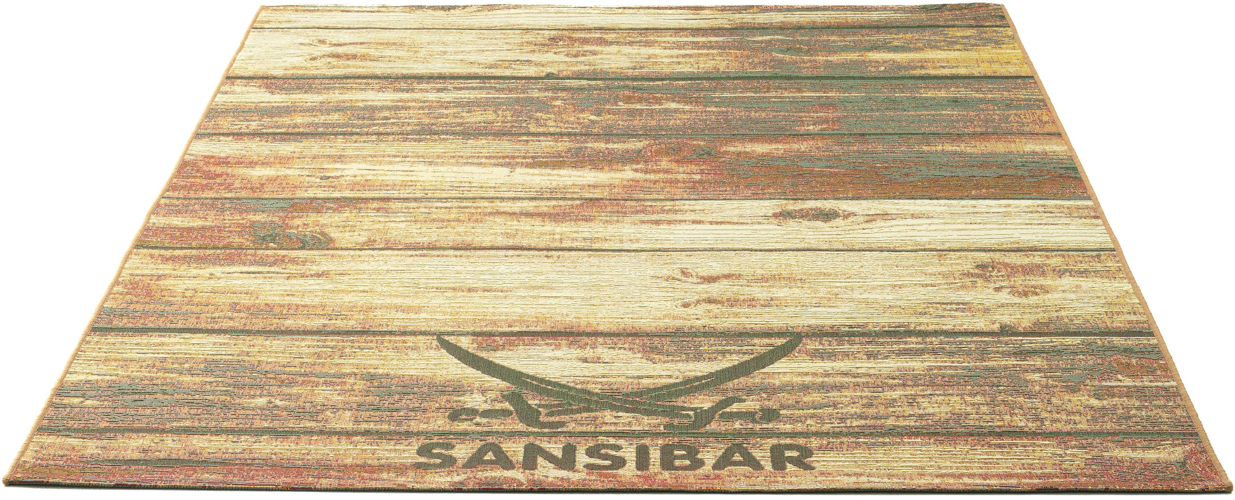 Holzdielen, »Rantum Teppich rechteckig, In- BAUR modernes kaufen SA-029«, Motiv geeignet | Flachgewebe, Sansibar Design, & Beach Outdoor