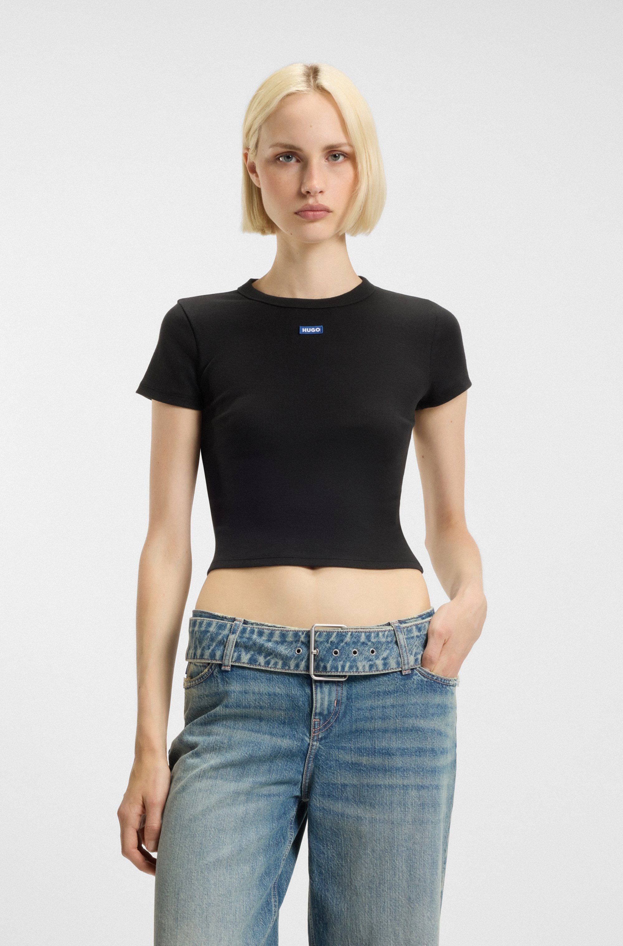 HUGO T-Shirt "Baby Tee" in verkürzter Länge