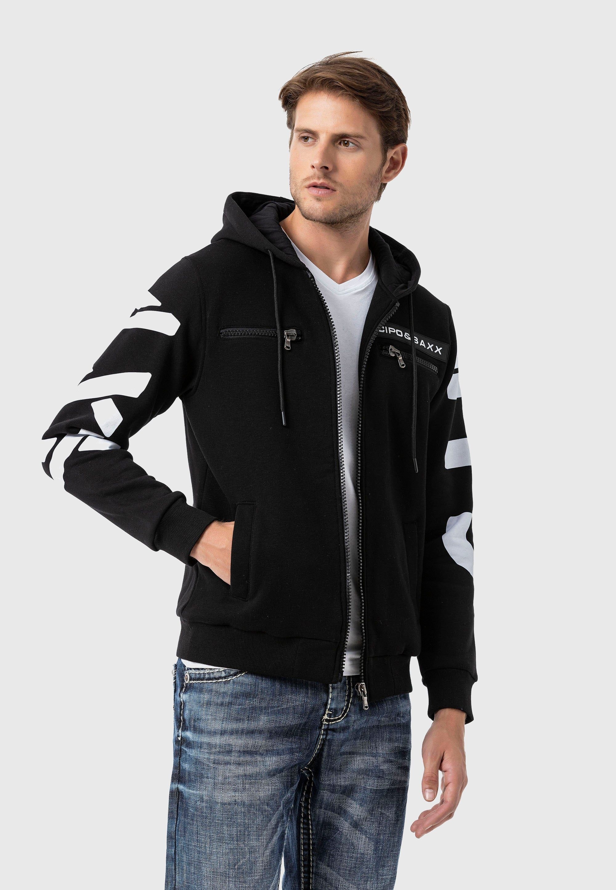 Cipo & Baxx Strickjacke »Sweatjacken« 1 mit Ärmel- und Rückenprint