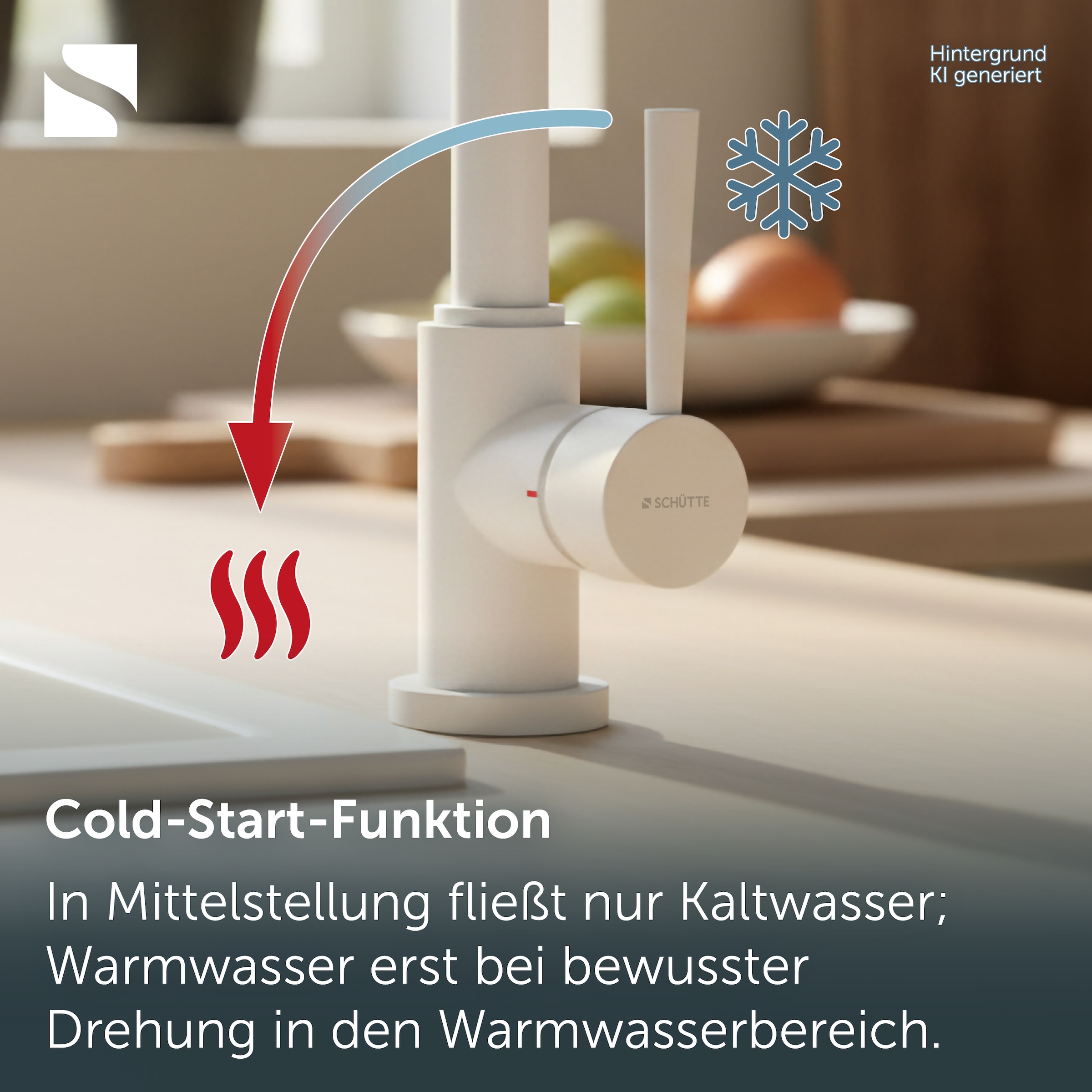 Schütte Spültischarmatur »CORNWALL« Küchenarmatur, rund, Cold-Start, 360° schwenkbar, Marken-Mischdüse