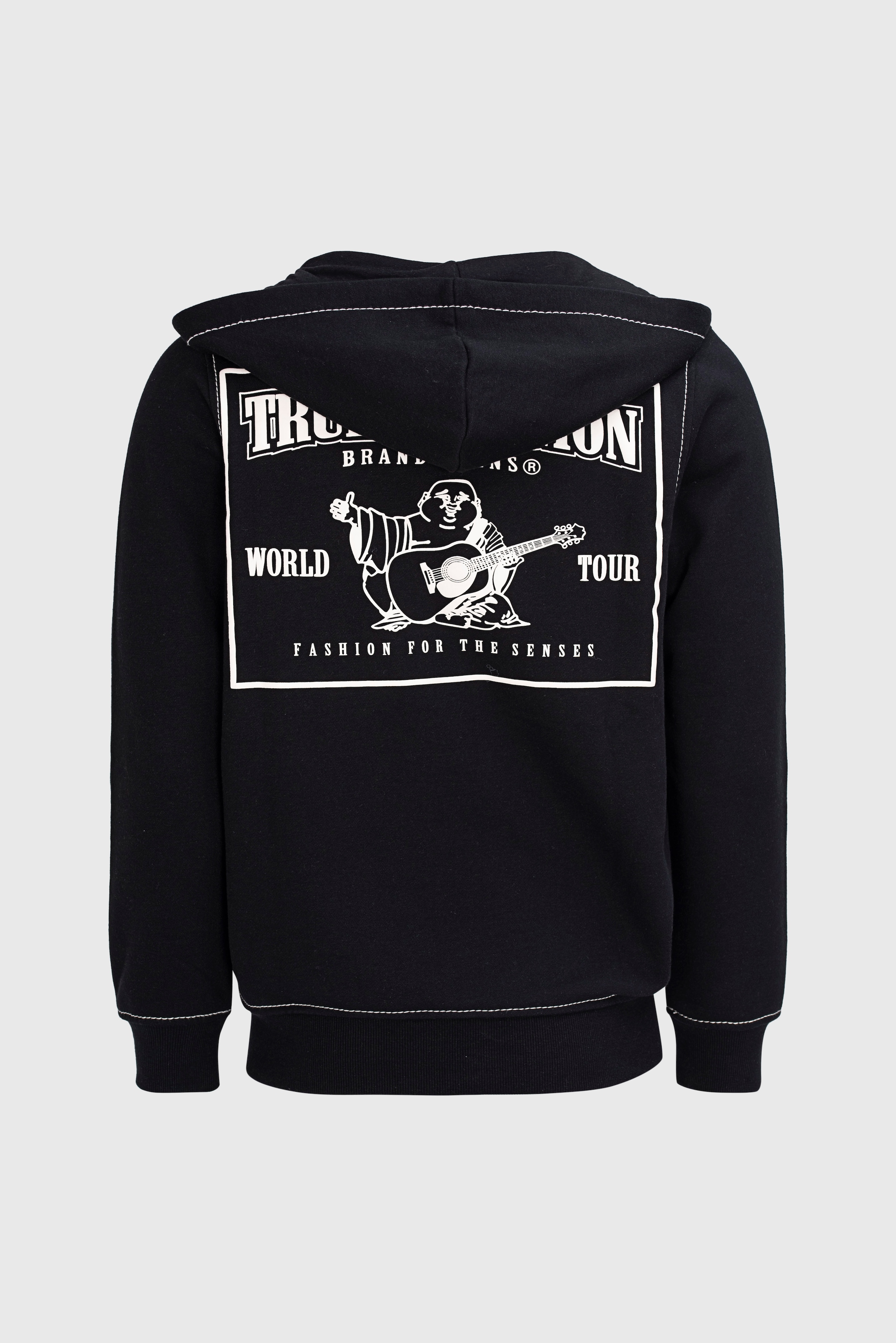 True Religion Kapuzensweatjacke »BIG T ZIP THRU HOODIE JET BLACK« Baumwollmischung