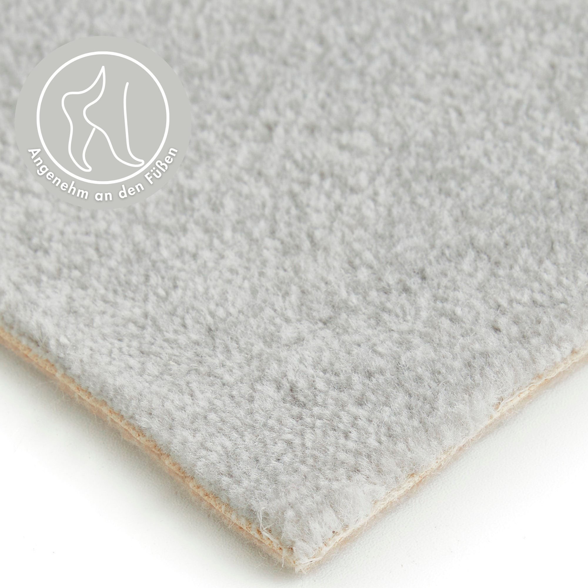 Teppichboden ANDIAMO "Catania, Velours, Gesamthöhe 7,5 mm, Made in Belgium", grau (hellgrau), B:400cm L:450cm, Kunstfaser, Teppiche, meliert, Breite 400 cm oder 500 cm, strapazierfähig & pflegeleicht