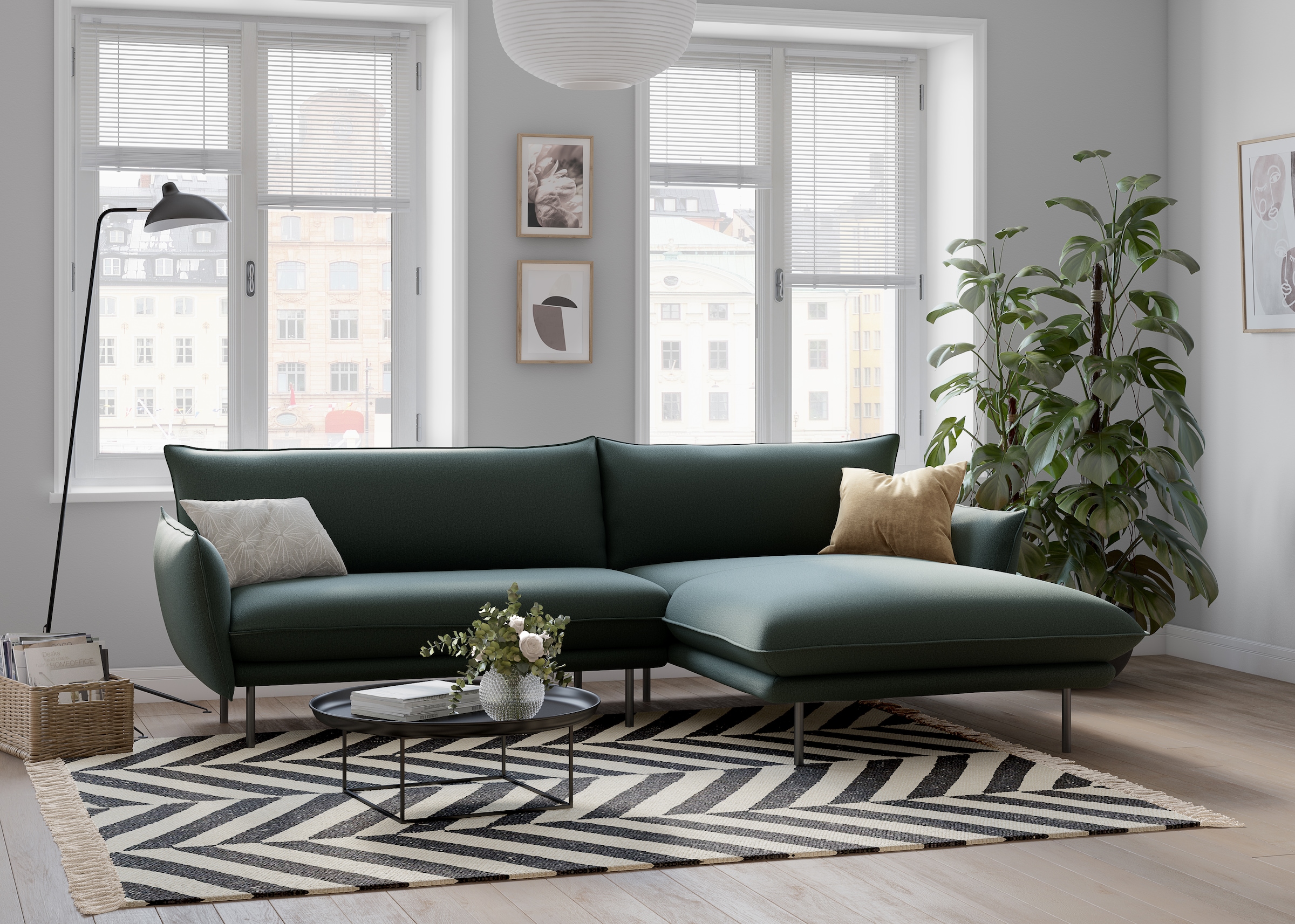 OTTO home Ecksofa "Stine L-Form" Besonderes Design durch Kissenoptik und Keder