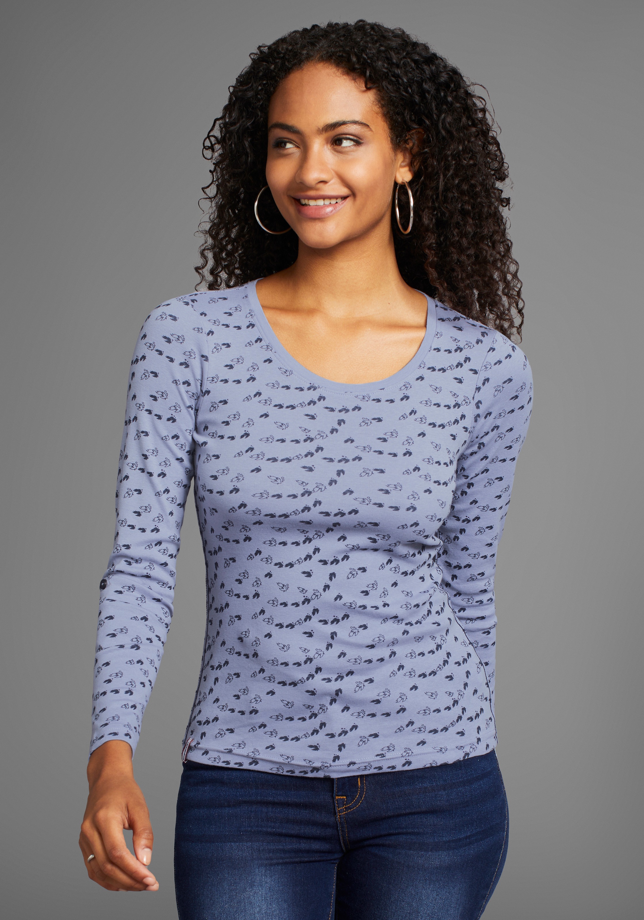 KangaROOS Langarmshirt, mit Allover-Print günstig online kaufen