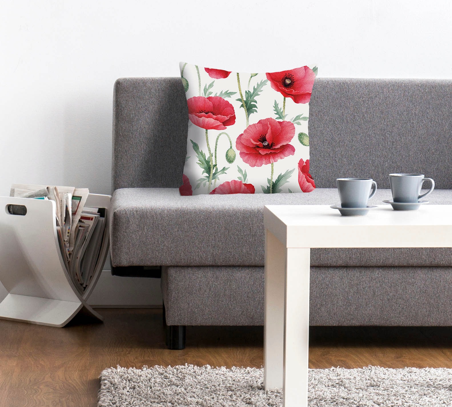 queence Dekokissen "Leon" Kissenhülle,Mohnblumen,Rot,Blumen,Floral,Natur,De günstig online kaufen