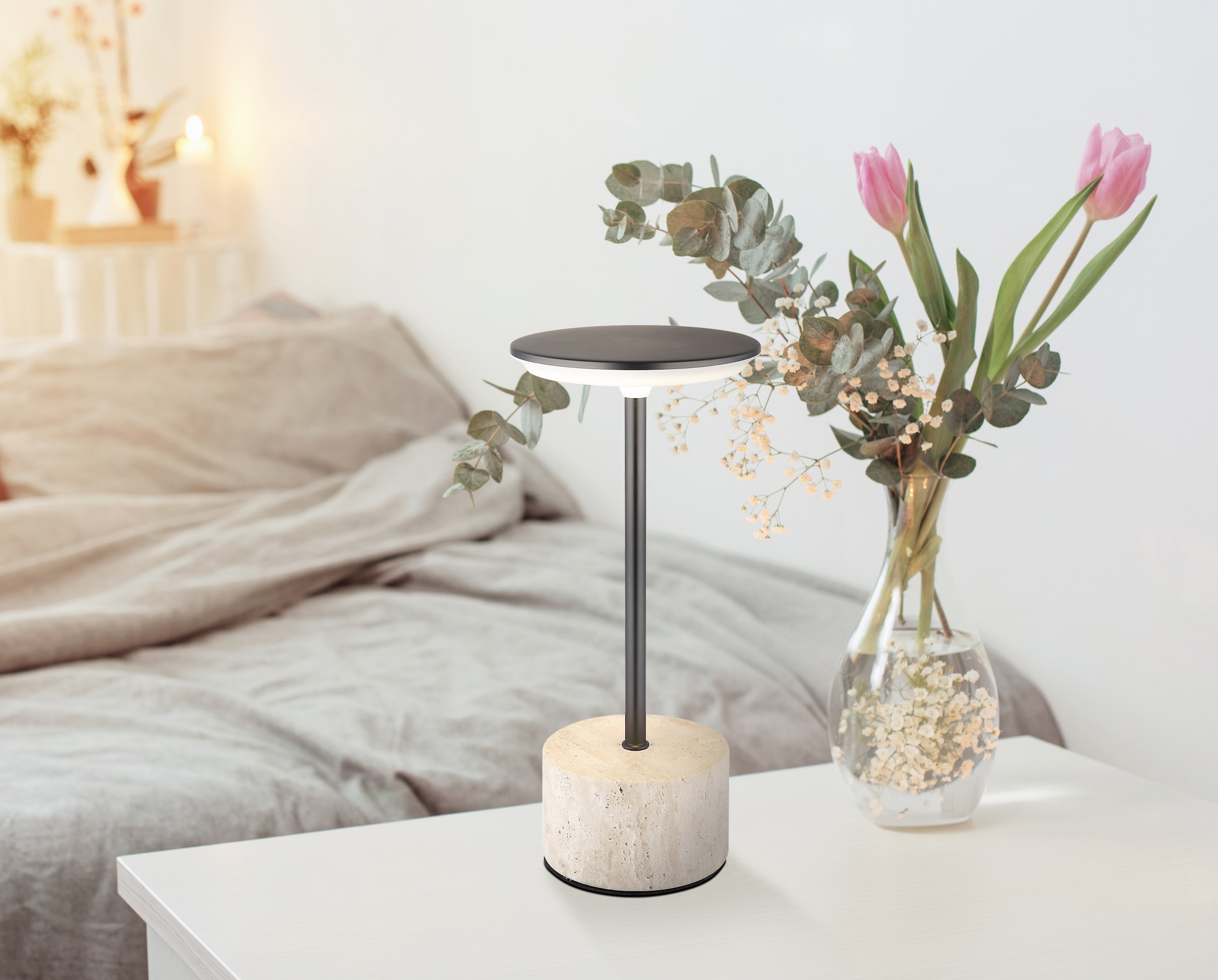 GLOBO LIGHTING Tischleuchte »LAURENA« LED-Modul 1 Stk. Akku Tischleuchte für Wohn- & Schlafzimmer