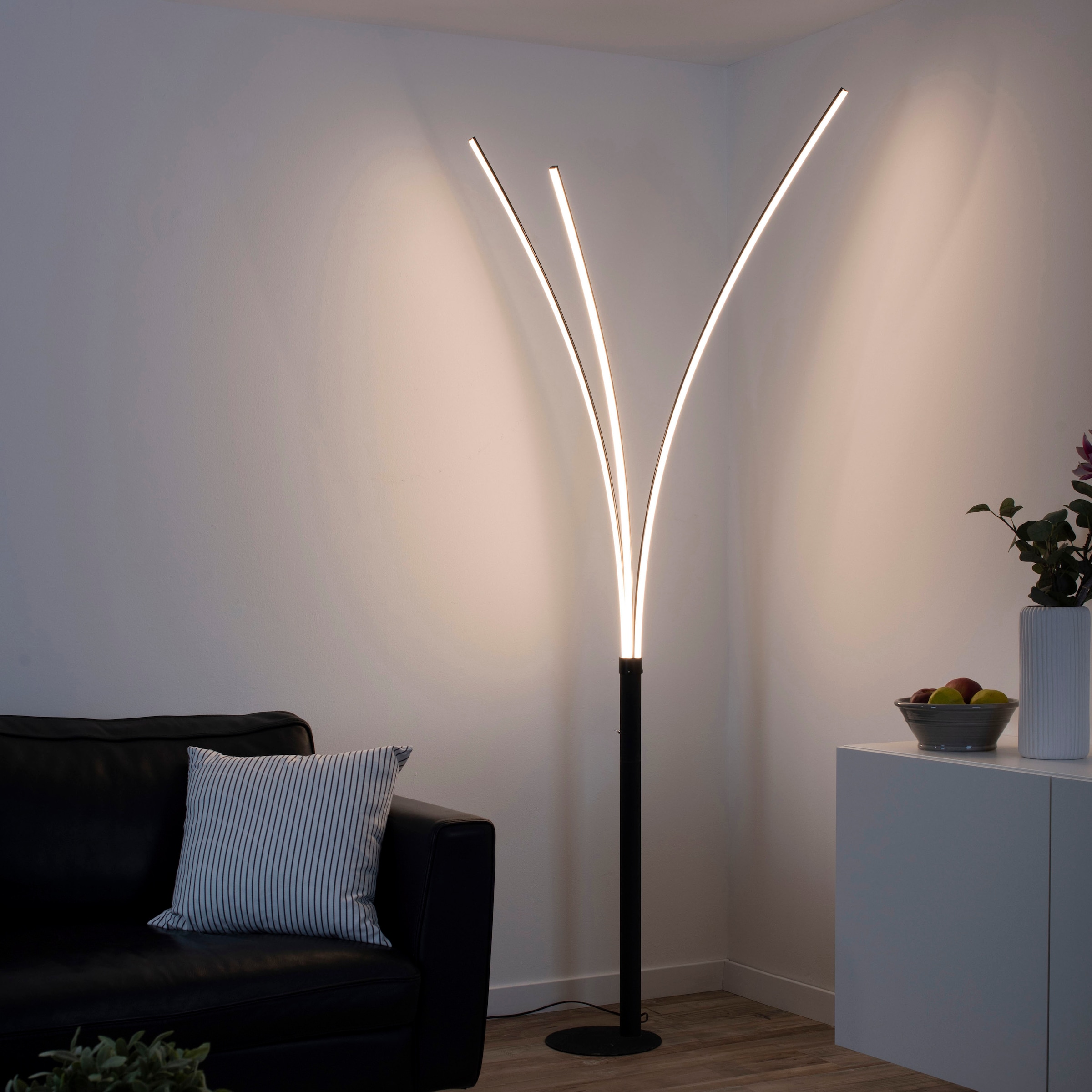 JUST LIGHT Stehlampe "MAJA", 3, 1 Stk., schwarz, Wohnzimmer, Leuchten, LED, Schalter, Kippschalter