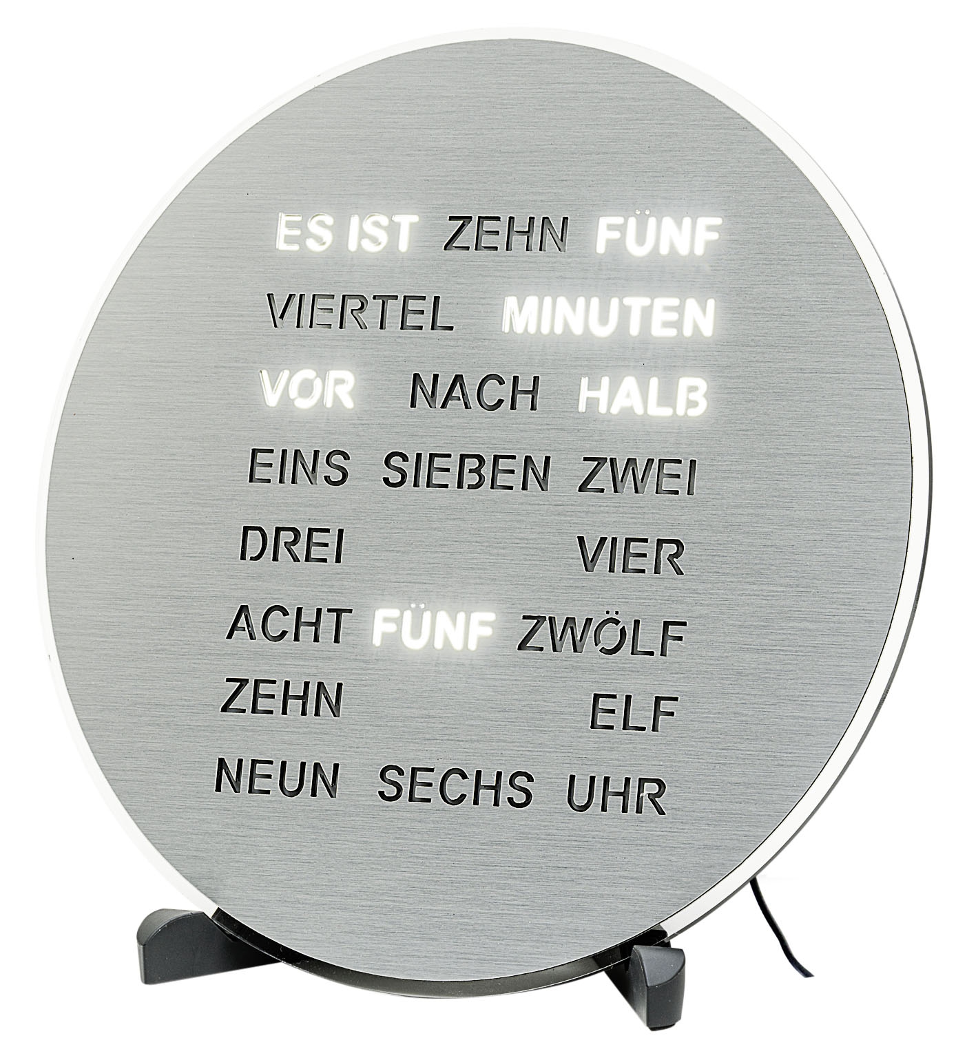 AMS Tischuhr, silber, Tischuhren, Quarzuhr, Wohnzimmer, Esszimmer