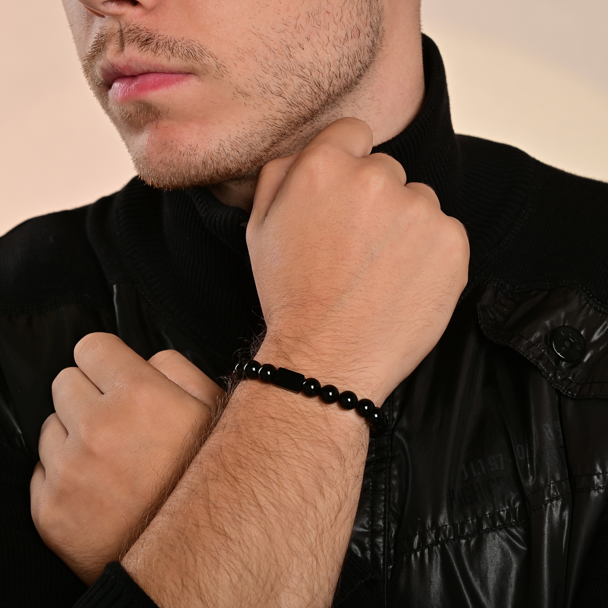 Adelia´s Gliederarmband »Herren Armband – Kugelarmband aus Edelstahl mit Onyx 21 cm« Perfekt als Geschenk für besondere Menschen