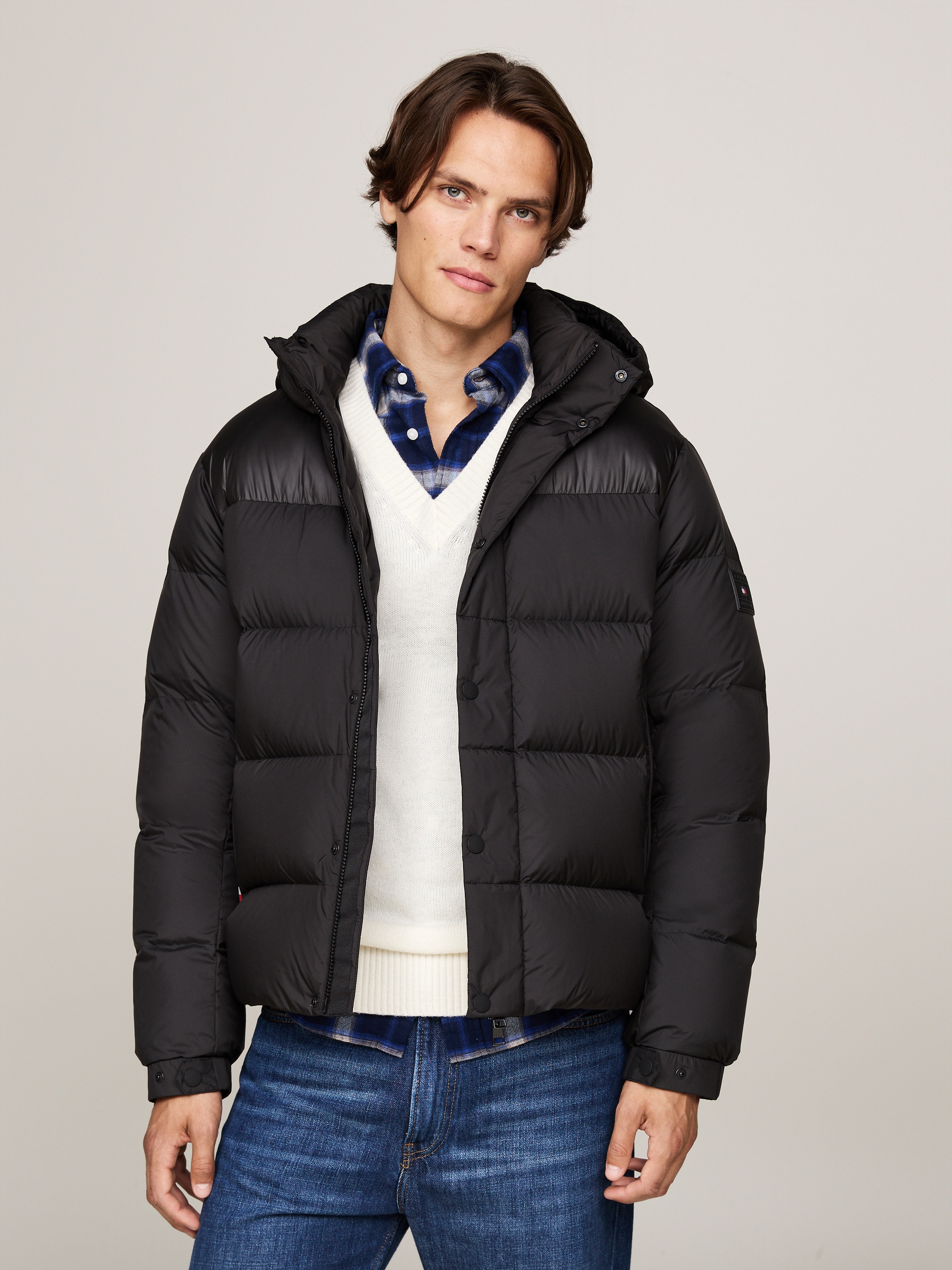 Steppjacke »MIX DOWN HOODED PUFFER JACKET«, mit Kapuze, mit abnehmbarer Kapuze