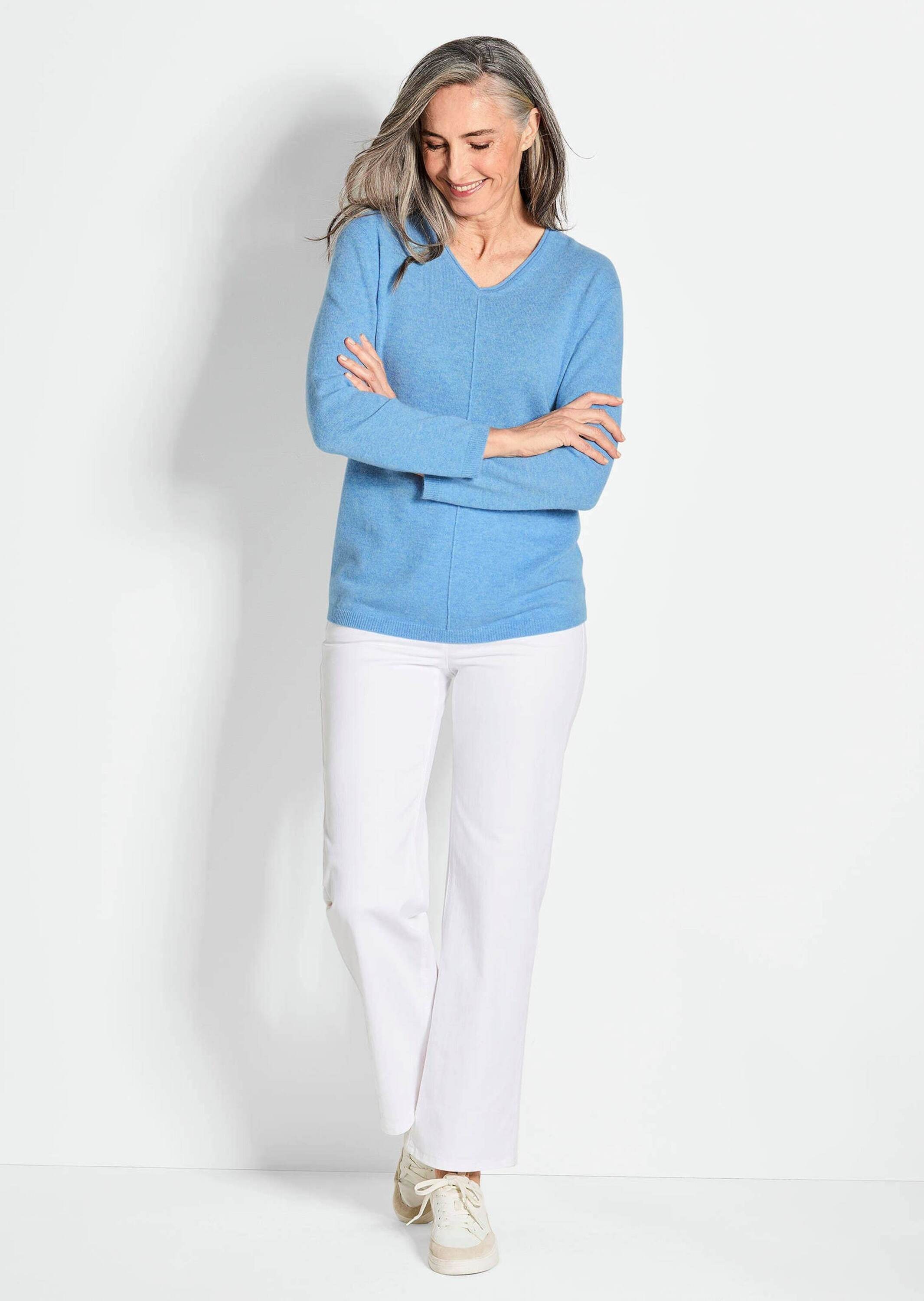 GOLDNER Strickpullover "Basicpullover mit V-Ausschnitt" Aufwendig in Form g günstig online kaufen