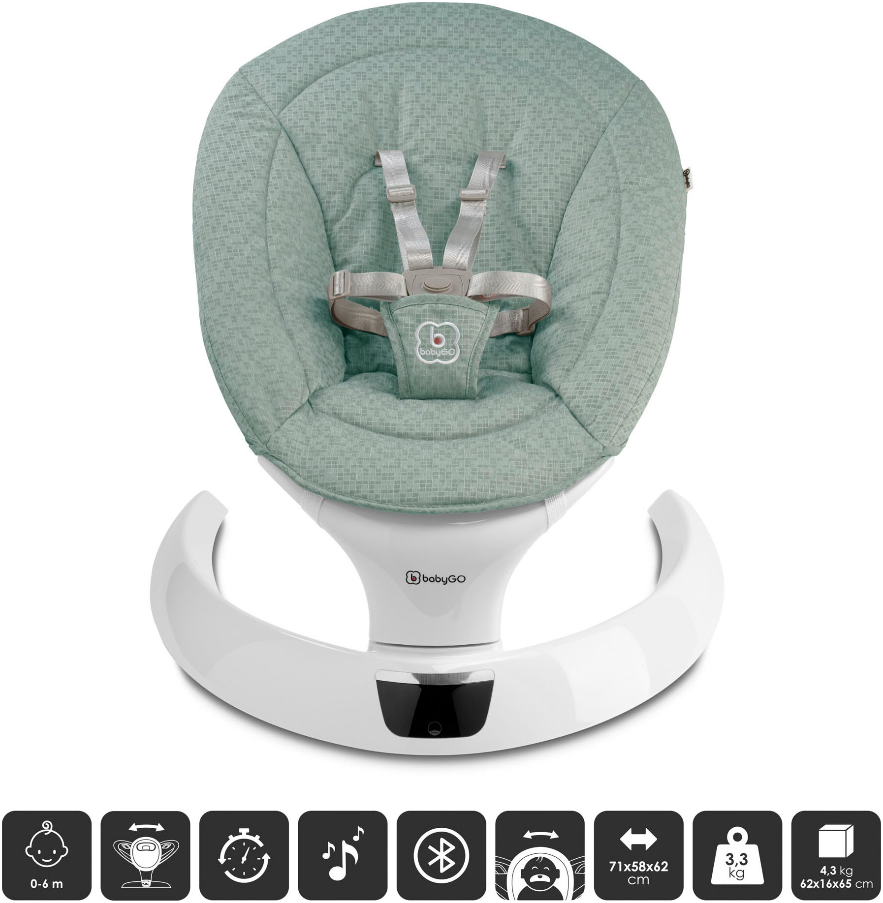 BabyGo Babywippe »Swing«, bis 9 kg, mit Fernbedienung, Musik, Schaukelfunktion