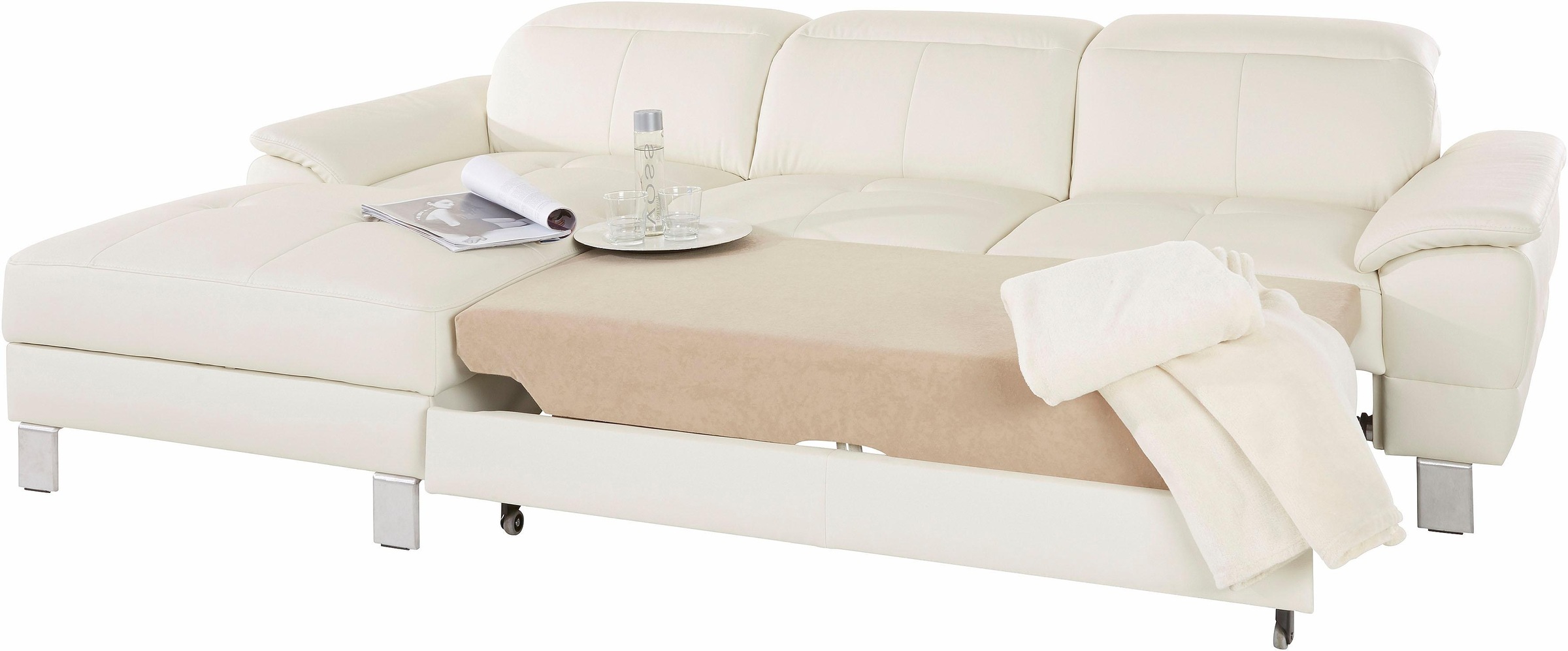 exxpo - sofa fashion Ecksofa »Mantua 2, inkl. Kopf- bzw. Rückenverstellung, bequem, L-Form«, wahlweise mit Bettfunktion und Bettkasten, tolle Verarbeitungsdetails