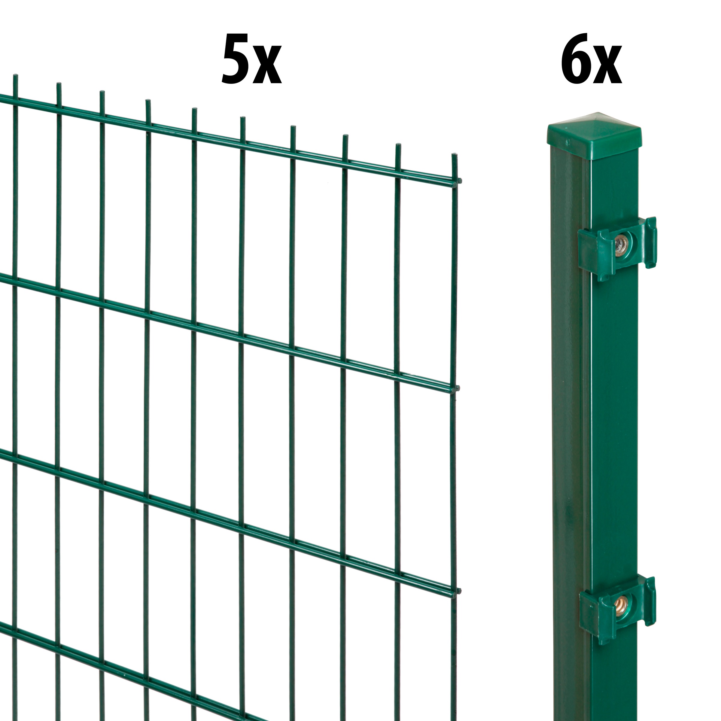 Doppelstabmattenzaun »Standard«, 5 Elemente für 10 m, LxH: 200 x 203 cm, mit 6 Pfosten