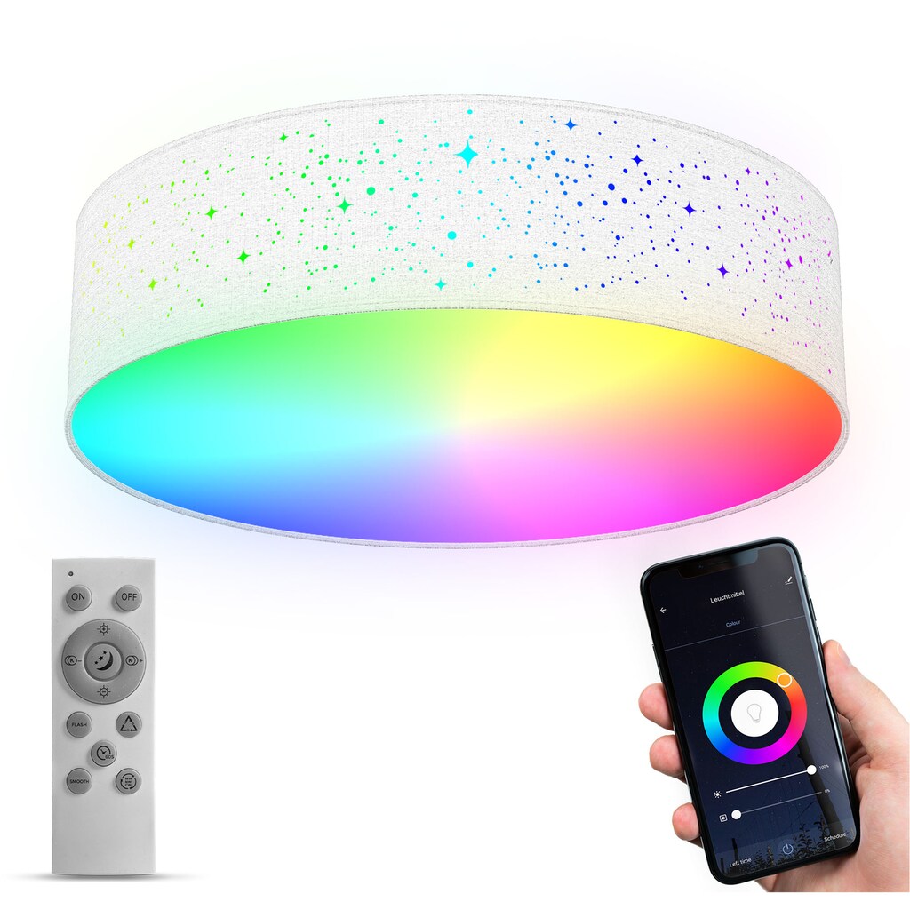 B.K.Licht LED Deckenleuchte »WiFi RGB-CCT Deckenlampe, APP-Steuerung, iOS+Andorid«, 1 flammig-flammig