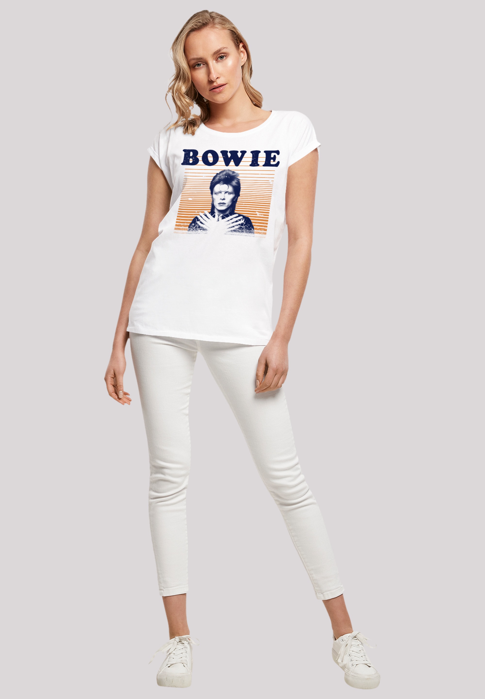 F4NT4STIC T-Shirt »David Bowie Orange Stripes«, Print