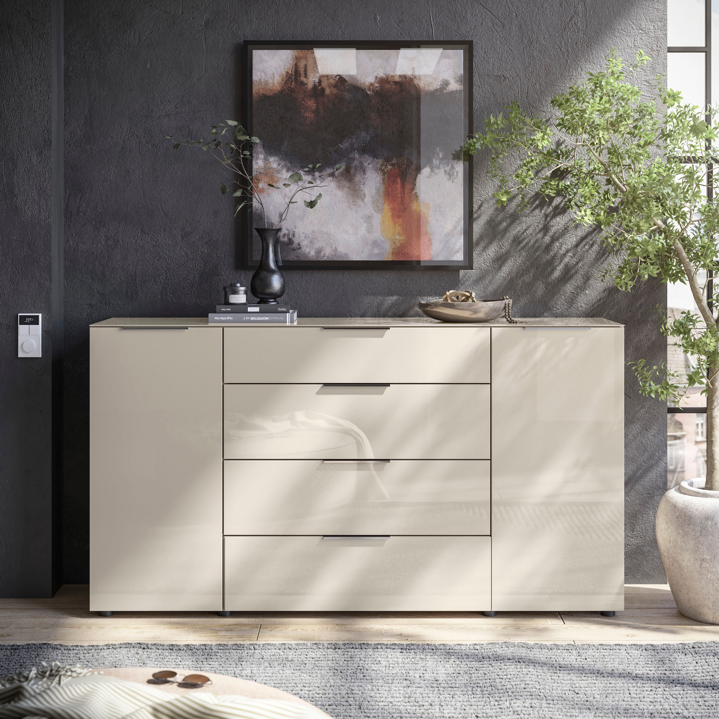 HBZ Kommode »Santorin, BxHxT 180x99x40 cm«, (1 St.), Breite 180cm, Softclose für Türen und Schubkästen, Melaminbeschichtung