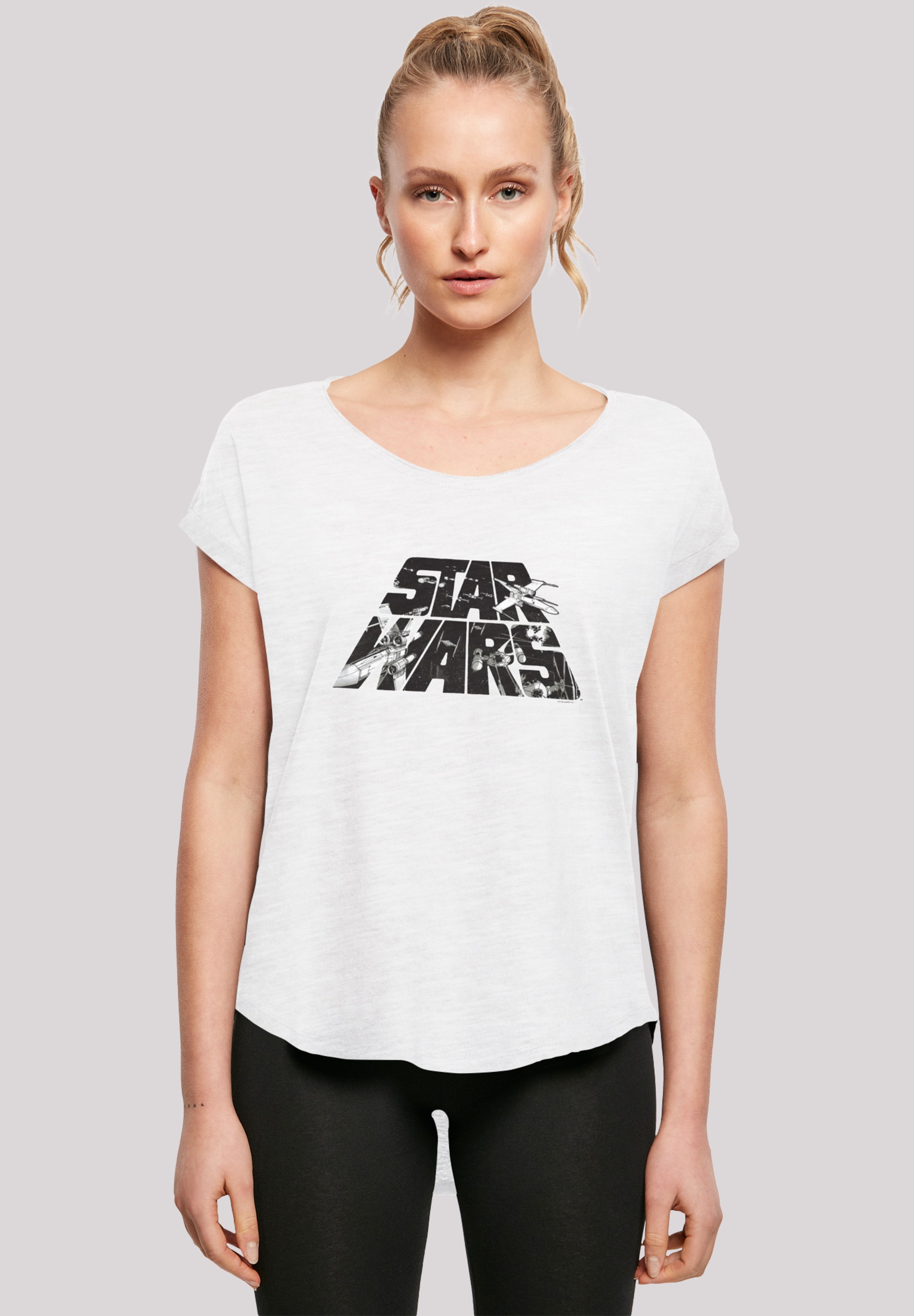 F4NT4STIC T-Shirt "Long Cut T-Shirt Star Wars Logo Space Sketch" Damen,Prem günstig online kaufen