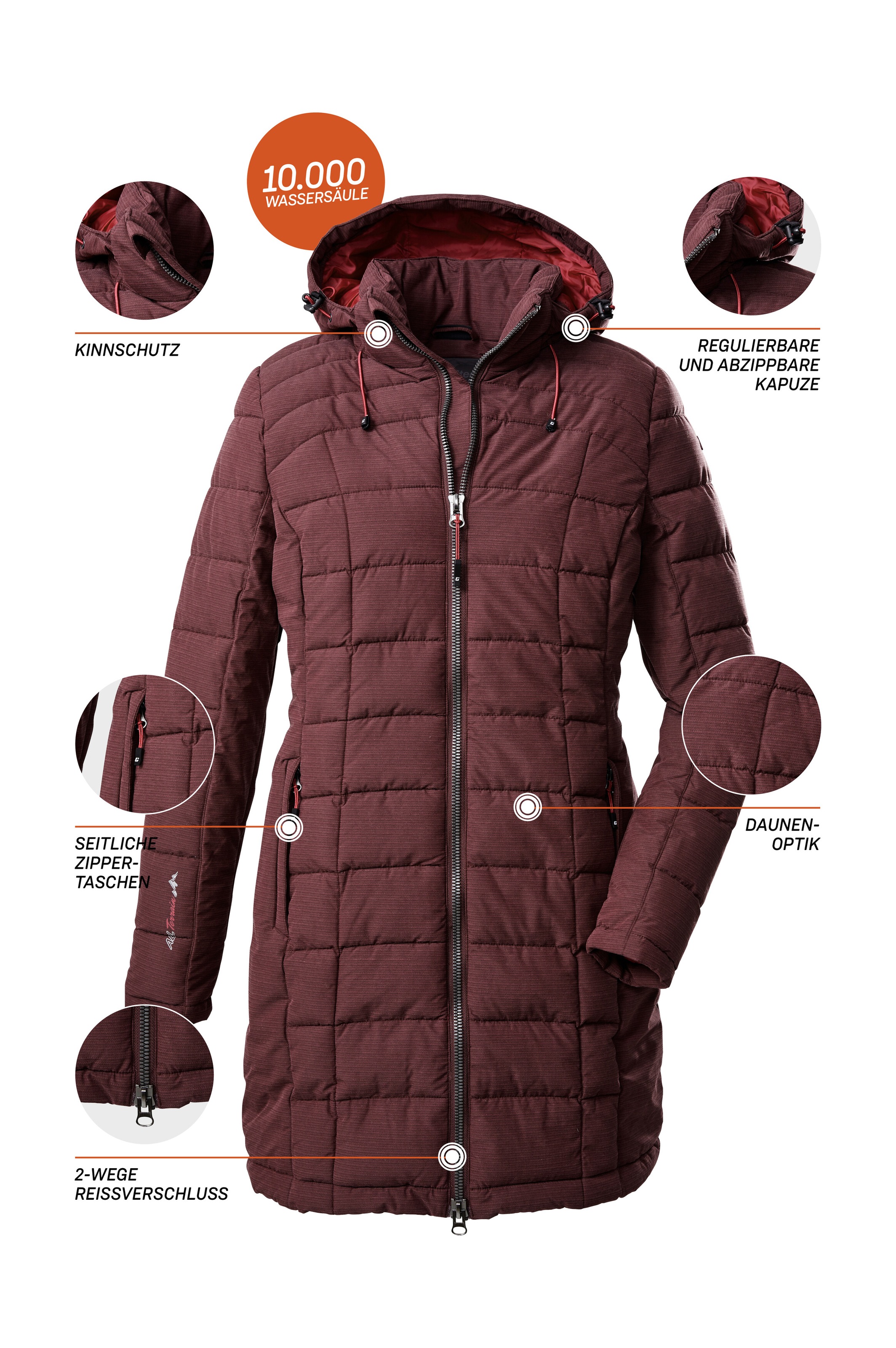 Killtec Steppmantel »Skane WMN Quilted PRK«, Moderner Parka von killtec: warm, wasser- und winddicht, atmungsaktiv