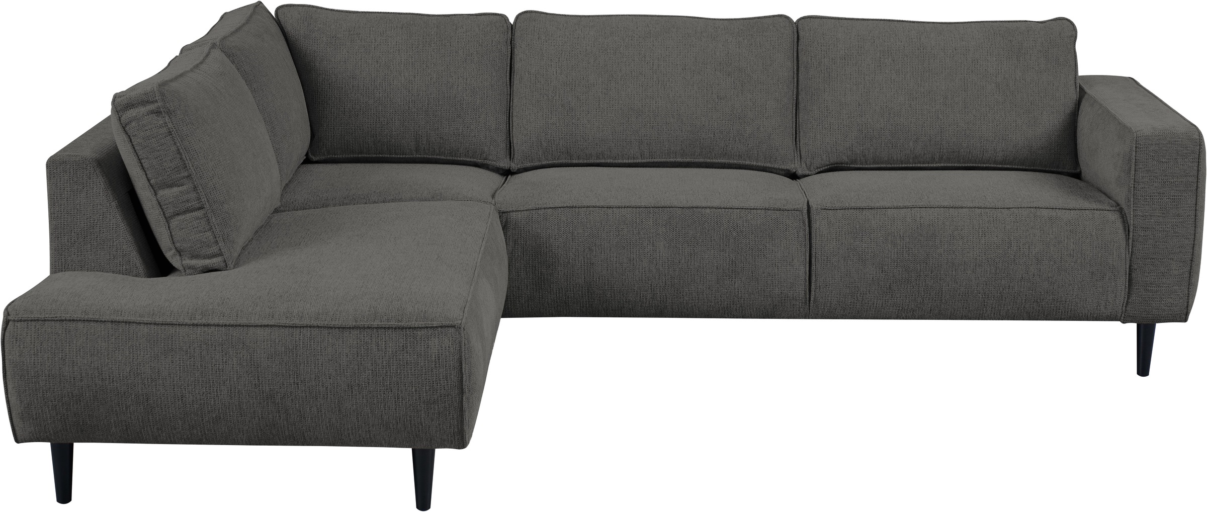 Places of Style Ecksofa »Fumone, Lederoptik oder Soft-Touch Chenille«, Breite 260, mit schwarzen Massivholzfüßen