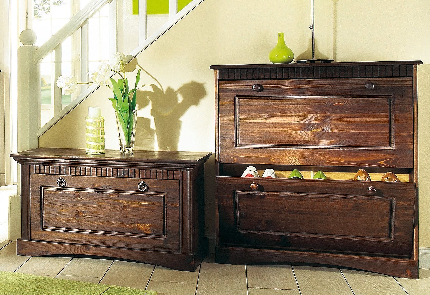 OTTO home Schuhschrank "Rustic" aus massiver Kiefer, 3 Schuhklappen, für 9- günstig online kaufen