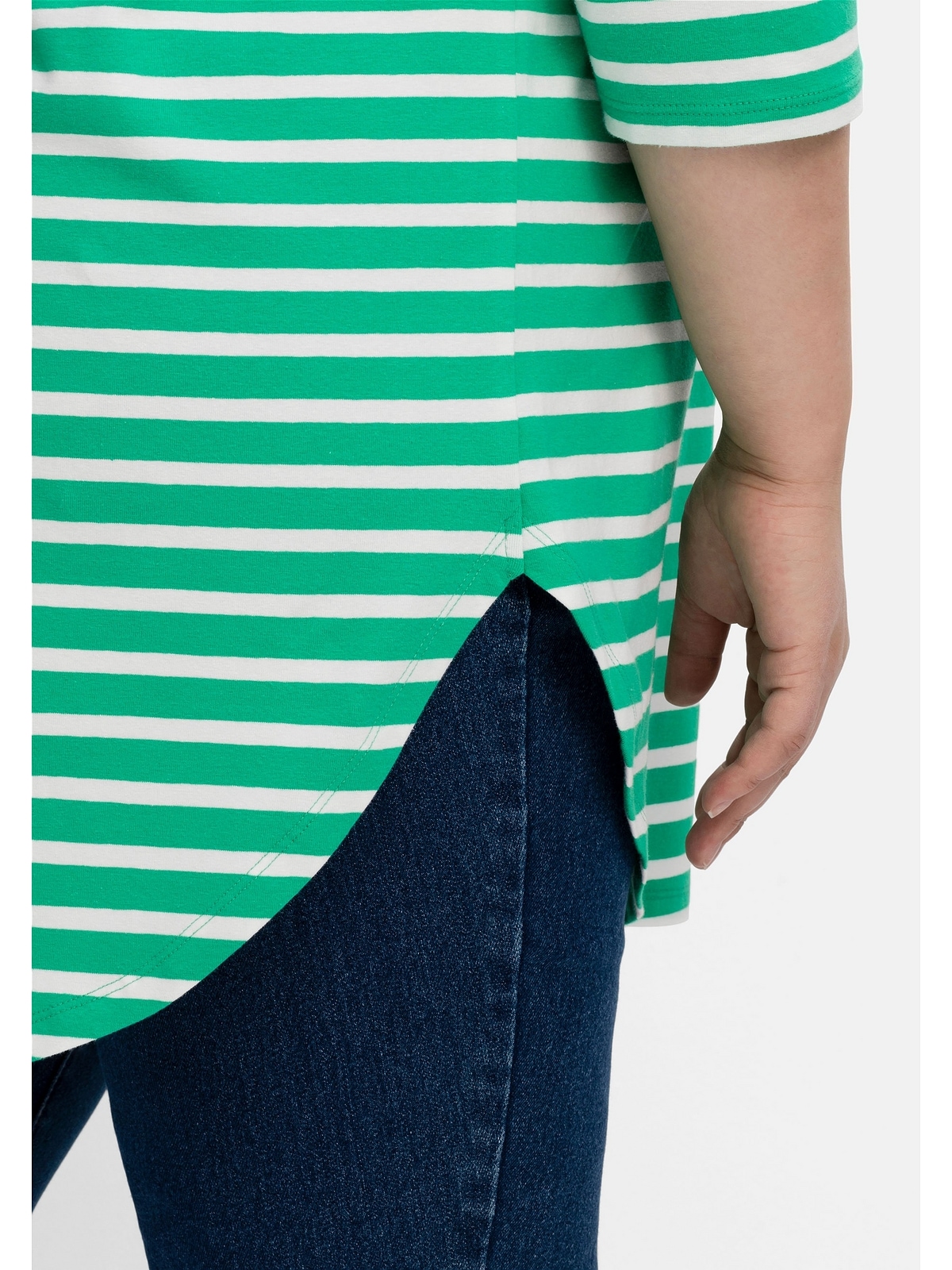 Sheego Longshirt »Große Größen«, mit Streifen und Nacken-Reißverschluss  bestellen | BAUR