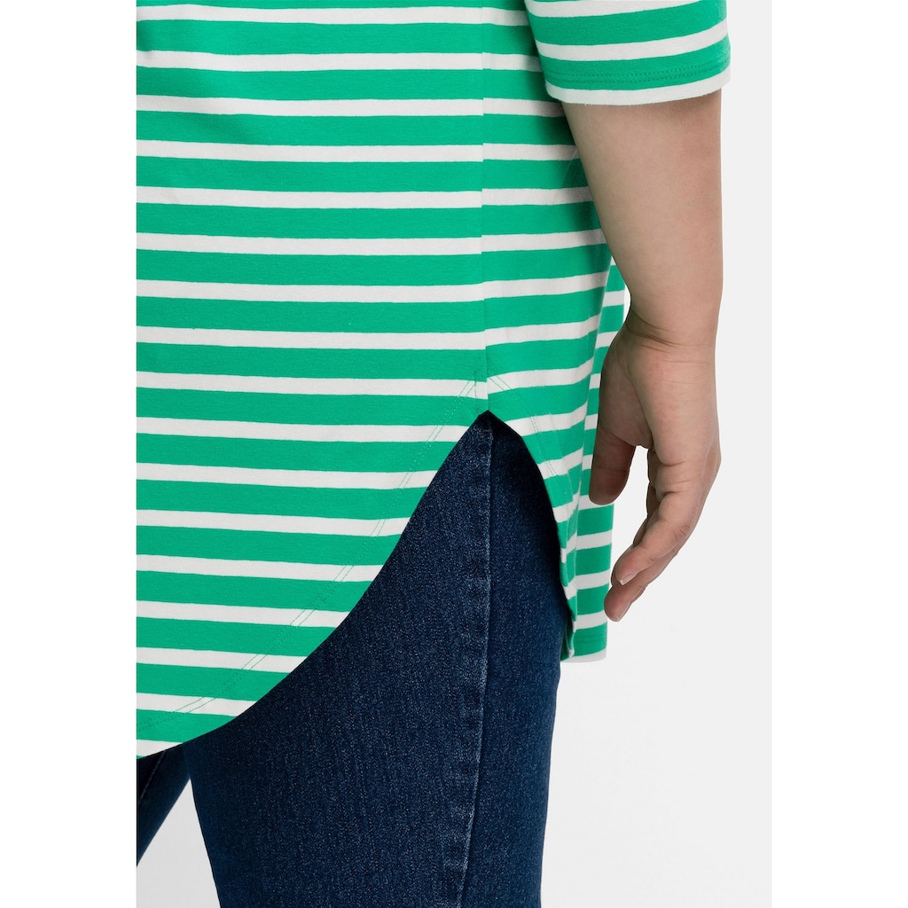 Sheego Longshirt »Große Größen«, mit Streifen und Nacken-Reißverschluss