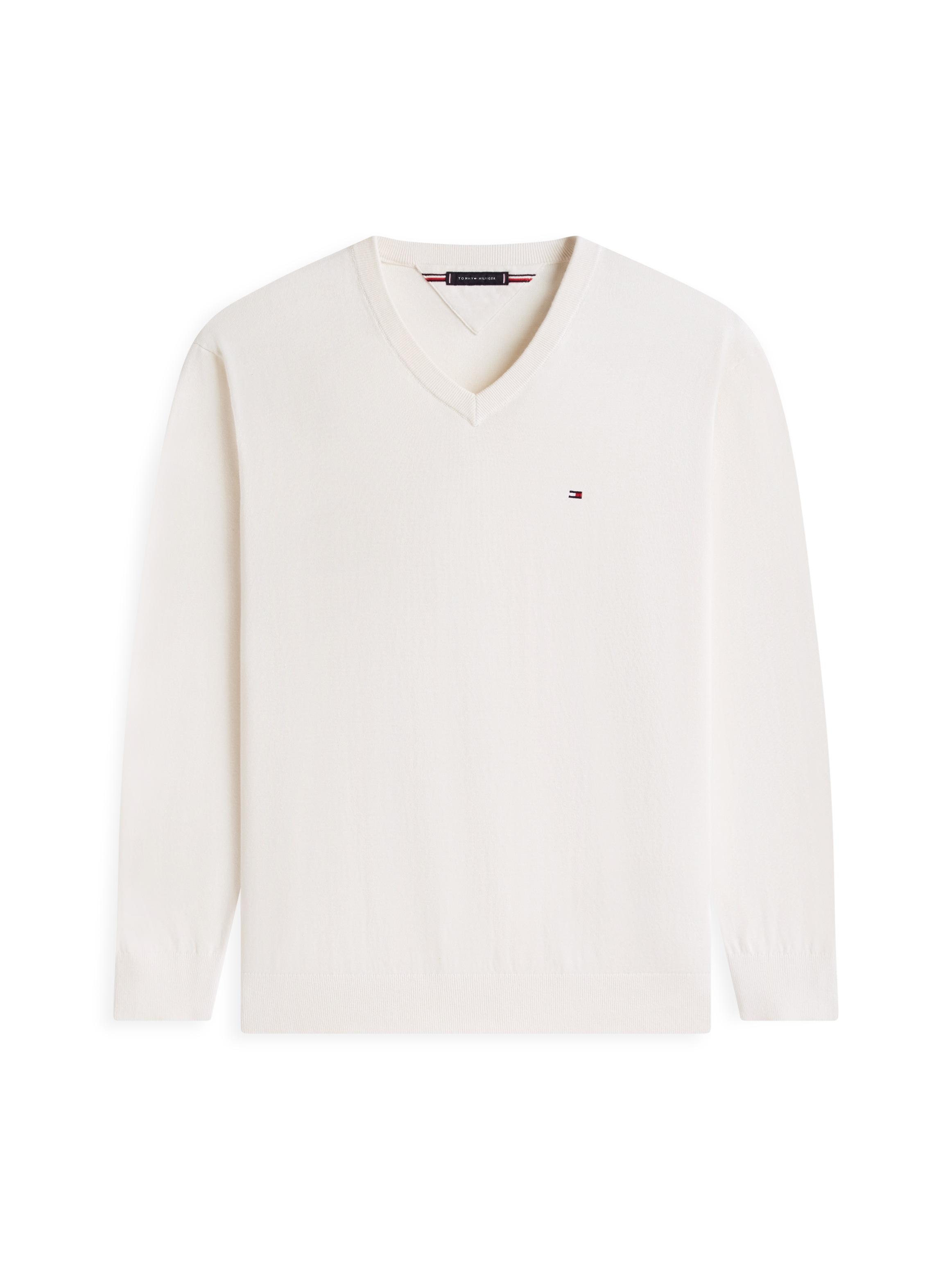 Pull à col en V BT-Essential Cotton Tommy Hilfiger Ivory 3XL 3