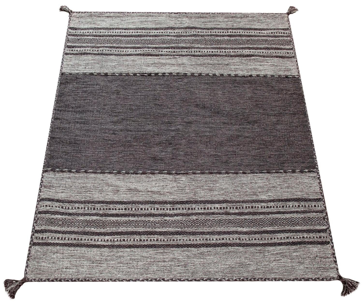 Paco Home Teppich "Kilim 217", rechteckig, 12 mm Höhe, handgewebter Wendeteppich, reine Baumwolle, gestreift, Wohnzimmer